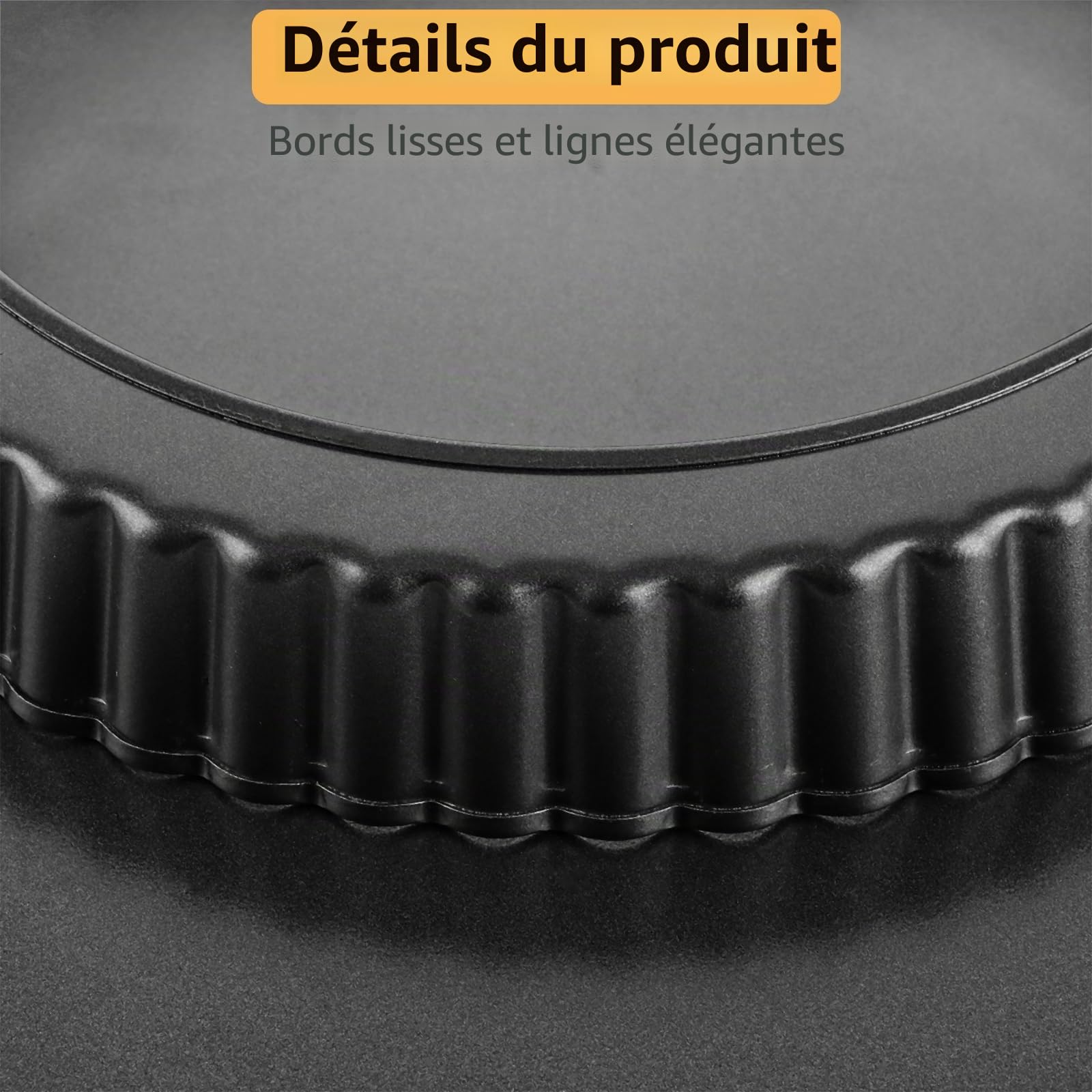3 Pièces Moule A Tarte Fond Amovible 22 26 30 cm, Plat A Tarte et Plat A Quiche Noir en Acier Carbone, Moule Cannelé pour Pizza et Dessert Maison