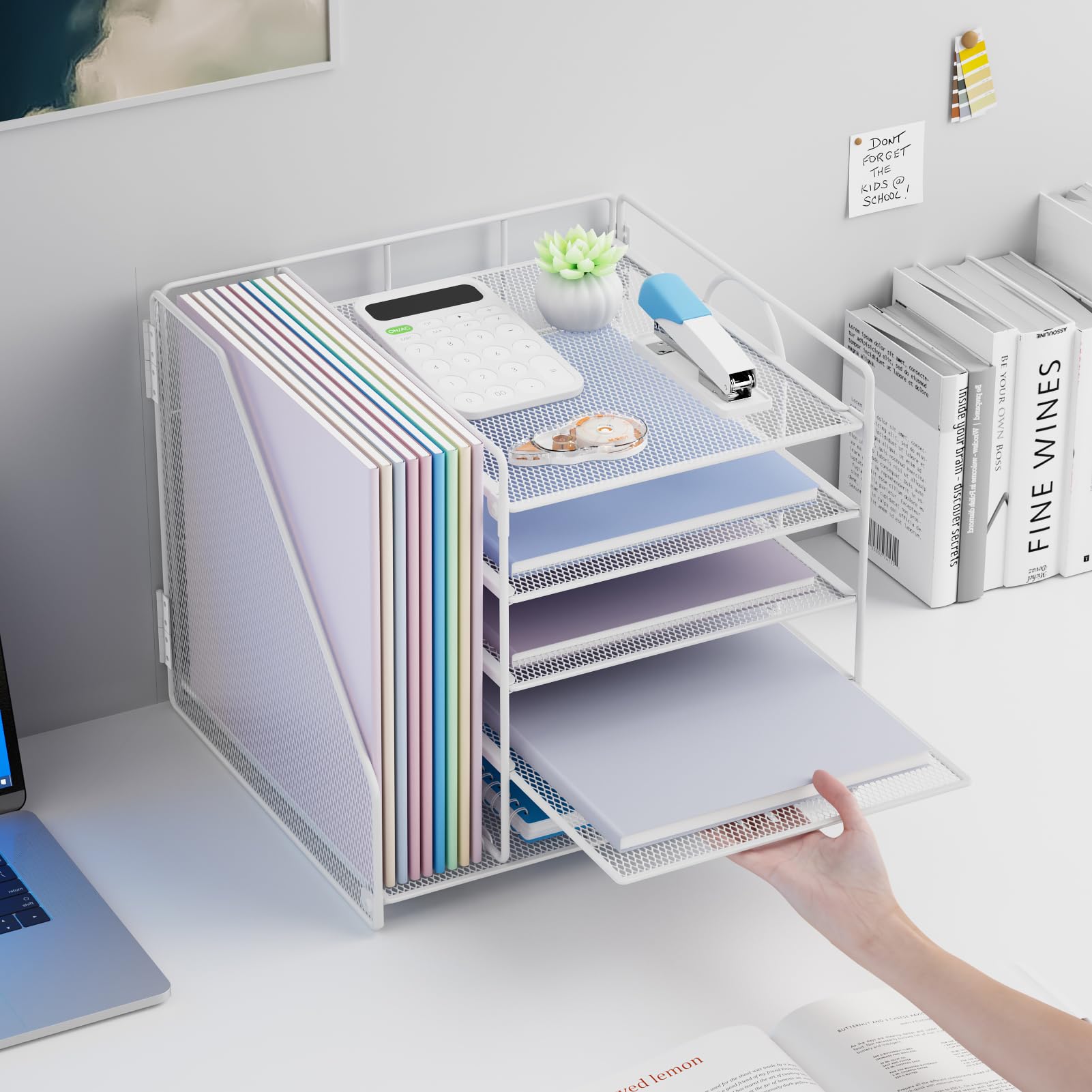 Restorgan Desk Organiser with File Holder, 5 Tiers Paper Letter Tray Organiser, Desktop Organiser and Storage - Image 2