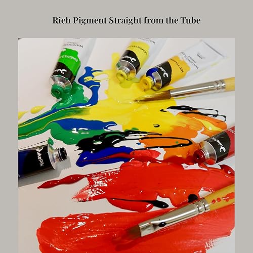 Miniatura 6 de Juego de pintura de acuarela – 24 colores vibrantes en tubos de 0.4 fl oz, pinturas de acuarela altamente pigmentadas y no tóxicas para