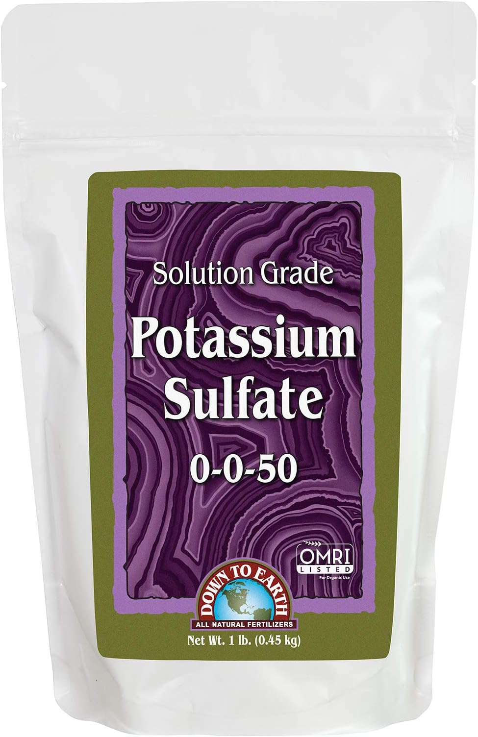 Down To Earth All Natural Fertilizers Organic Solution Grade Potassium Sulfate - Professional Grade SOP Powder 200 mesh for Liquid or Spray Applications 0-0-50, 1 lb