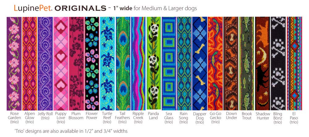 Arnés ajustable extragrande para perro por Lupine en diseño de trucha arroyo de 1 pulgada de ancho con contorno de 36-44 pulgadas
