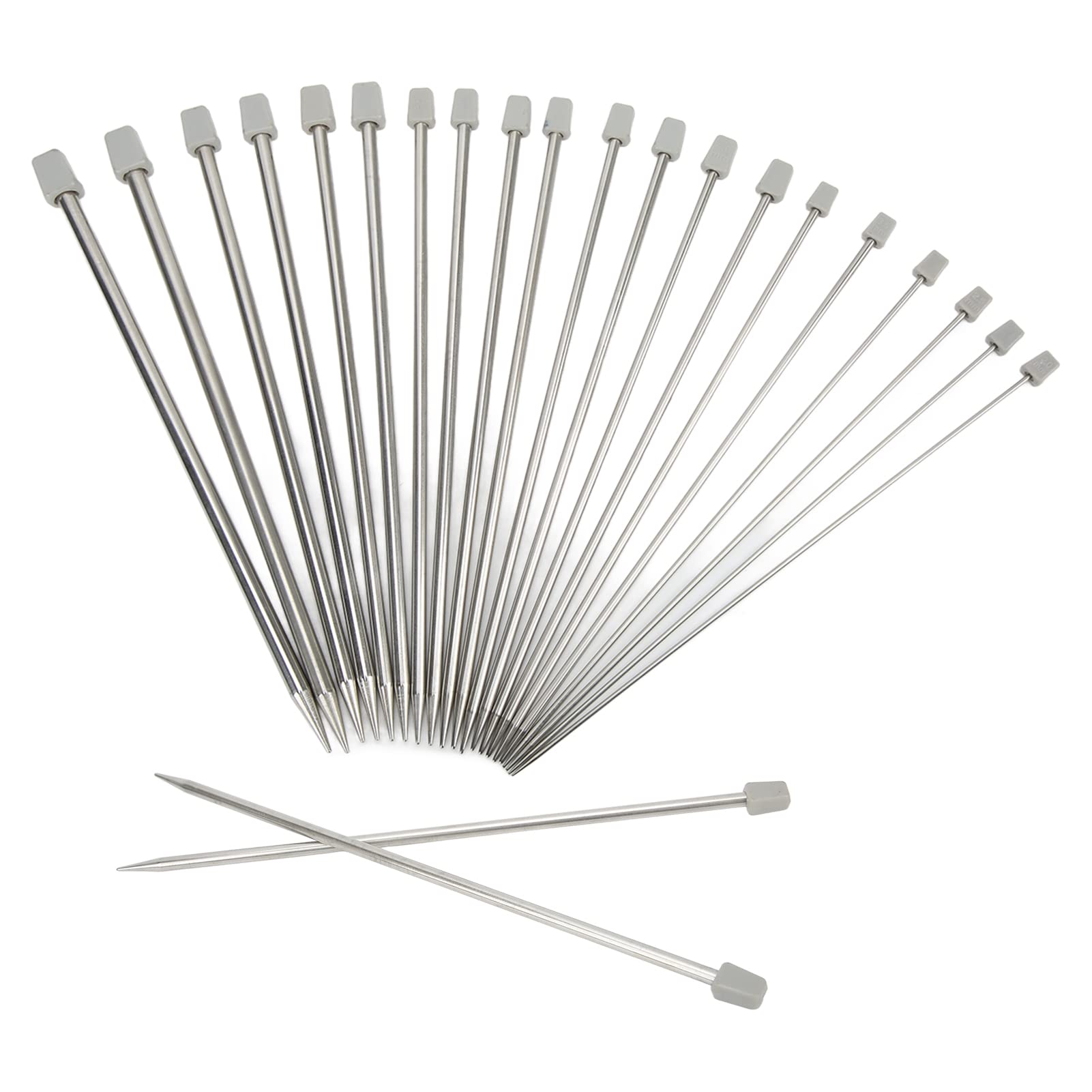 22Pcs Set di Aghi da Maglia in Metallo Lucido 25cm in Acciaio Inossidabile, Knit Weave Craft Strumenti per Cucire Fai da Te Aghi da Maglia Artigianali per Calze, Sciarpe, a Maglia