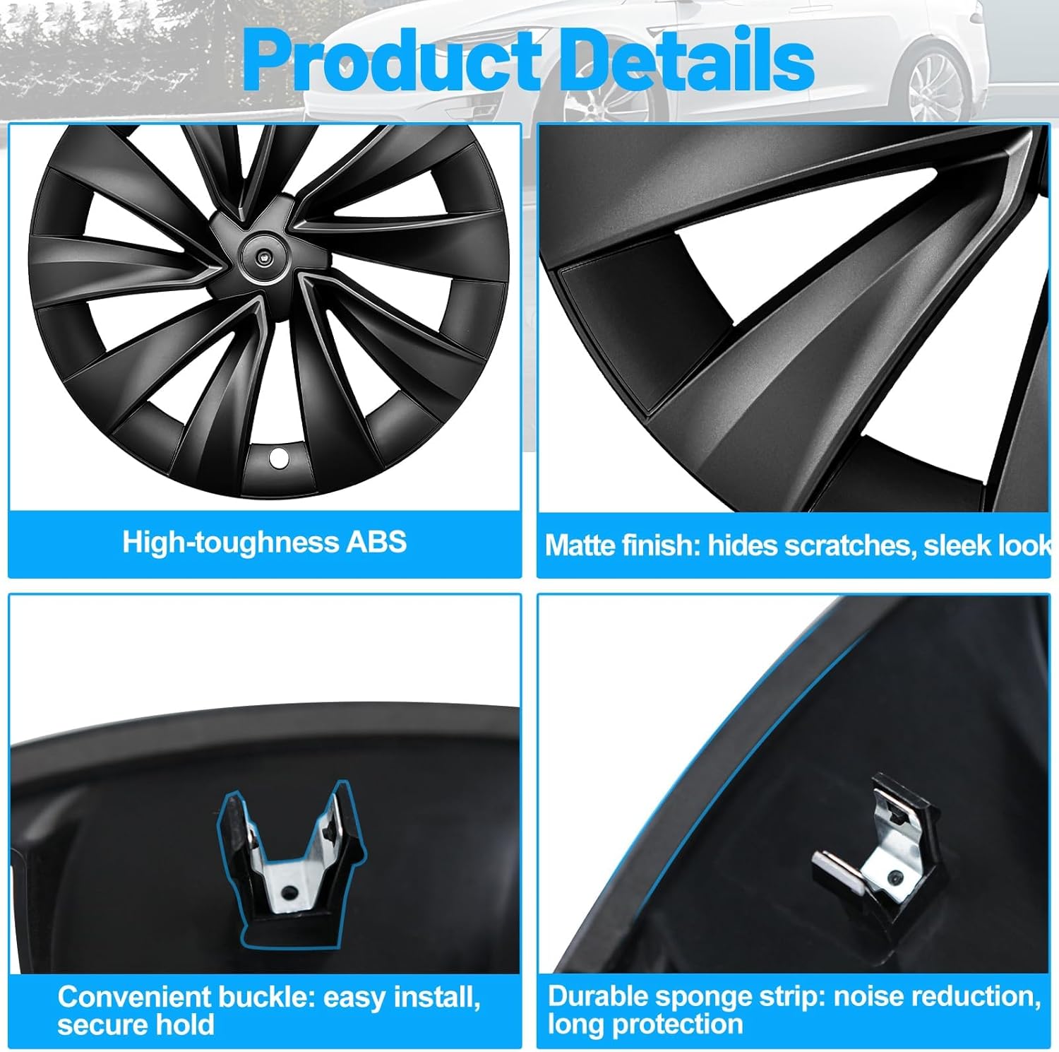 Wheel Cover for Model Y 20 Inch 2025 2026Upgrade Abs Matte Black Hubcaps (Twist(Only 2025-2026))