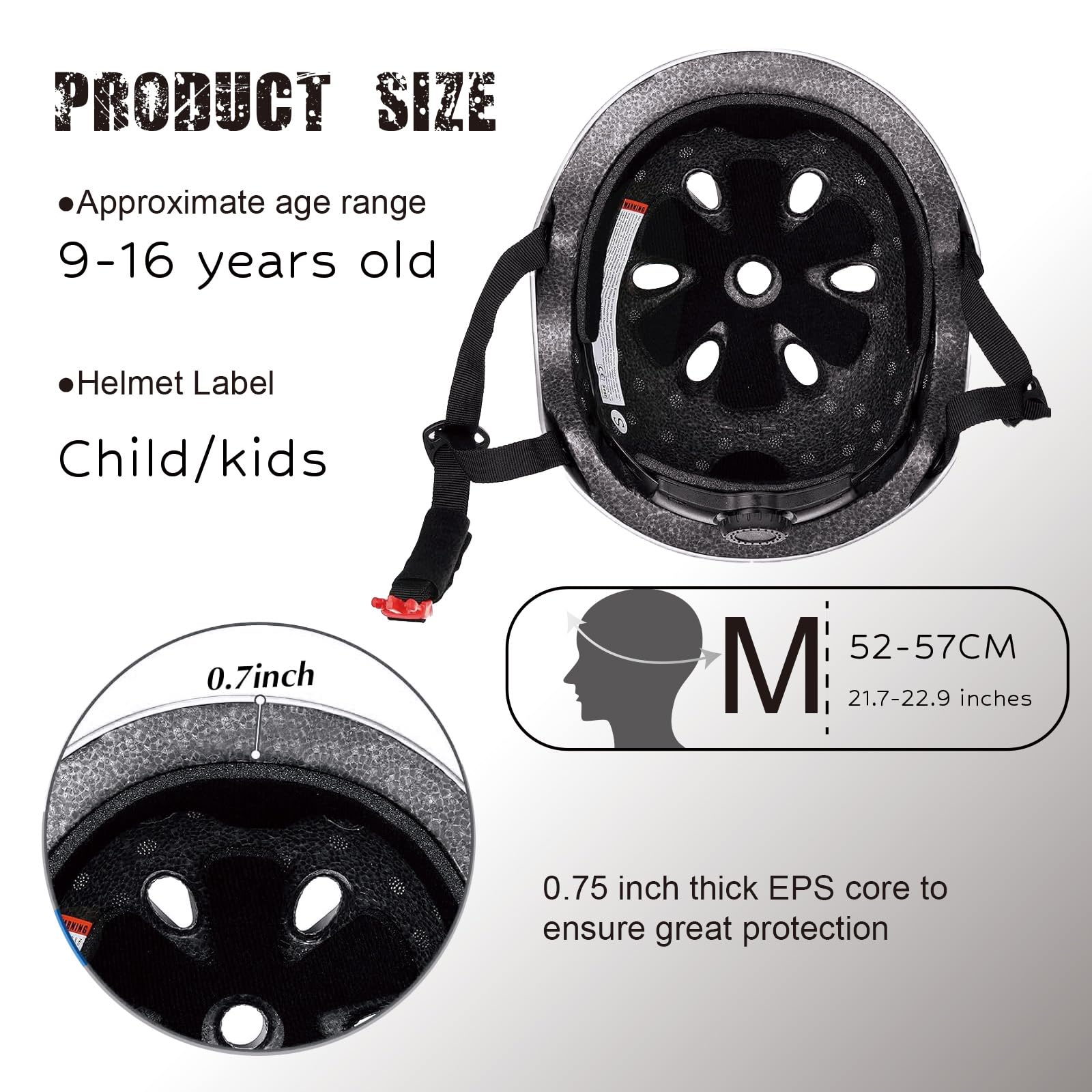 Casque de vélo pour enfants, certifié CPSC et ASTM, équipement de protection EPS réglable, 5 couleurs, multi-sport pour garçons et filles, 11 aérations, sac de sport avec cordon de serrage