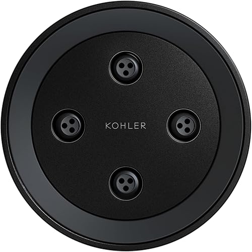 Miniatura 3 de KOHLER 26299-BL - Spray redondo de una sola función, rociador giratorio semiempotrado para pared de ducha, 2.5 GPM, negro mate