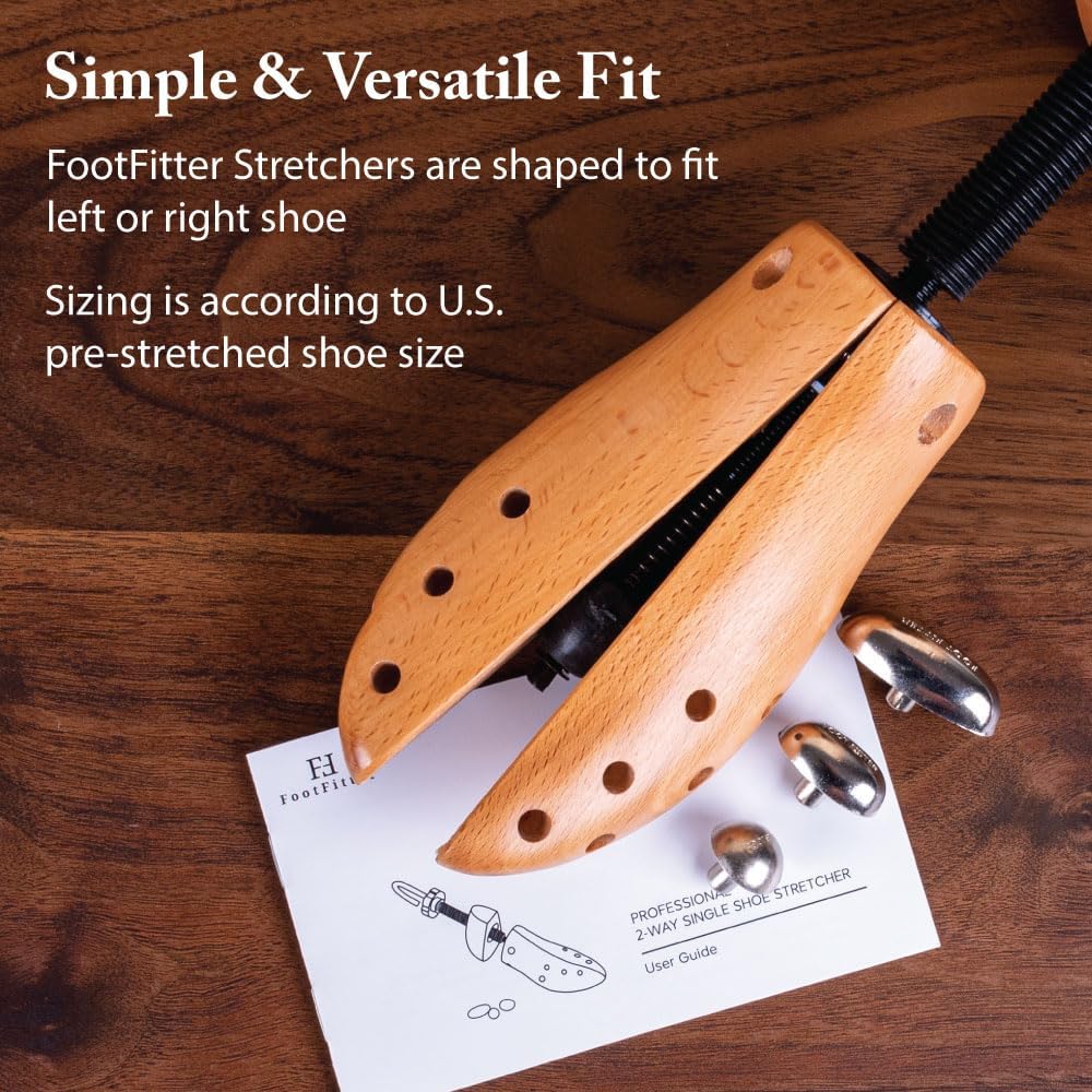 FootFitter Professional Shoe Stretcher for Men & Women, Adjustable Width & Length Expander, Wooden Stretching Tool (2 PACK)
