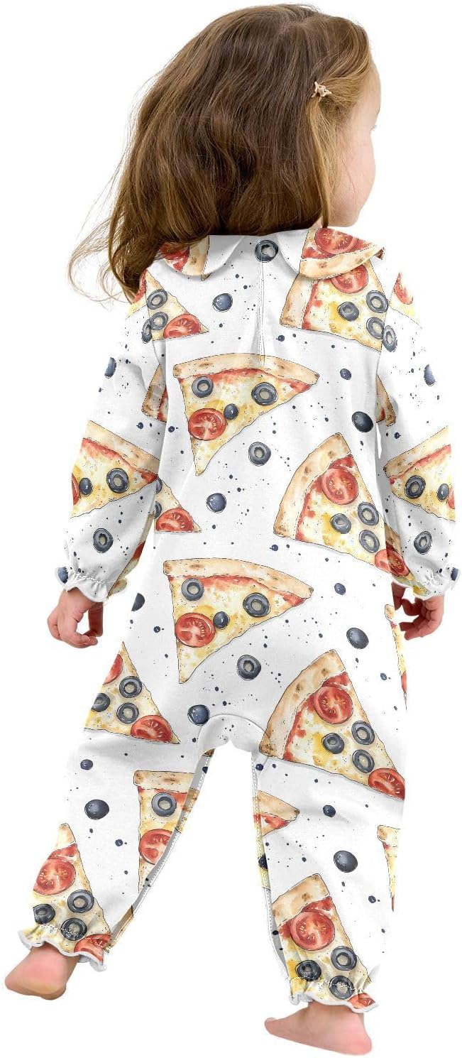 vvfelixl Baby Sleepers Margherita Pizza Long Sleeve Onesie Girl Baby Clothes for Girl Play One-piece for 0-3 months