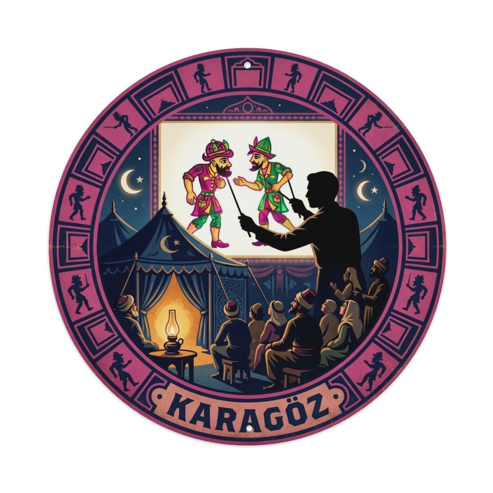 Karagoz Shadow Puppet Travel Turkey Classic Graphic Metal Tin Sign
