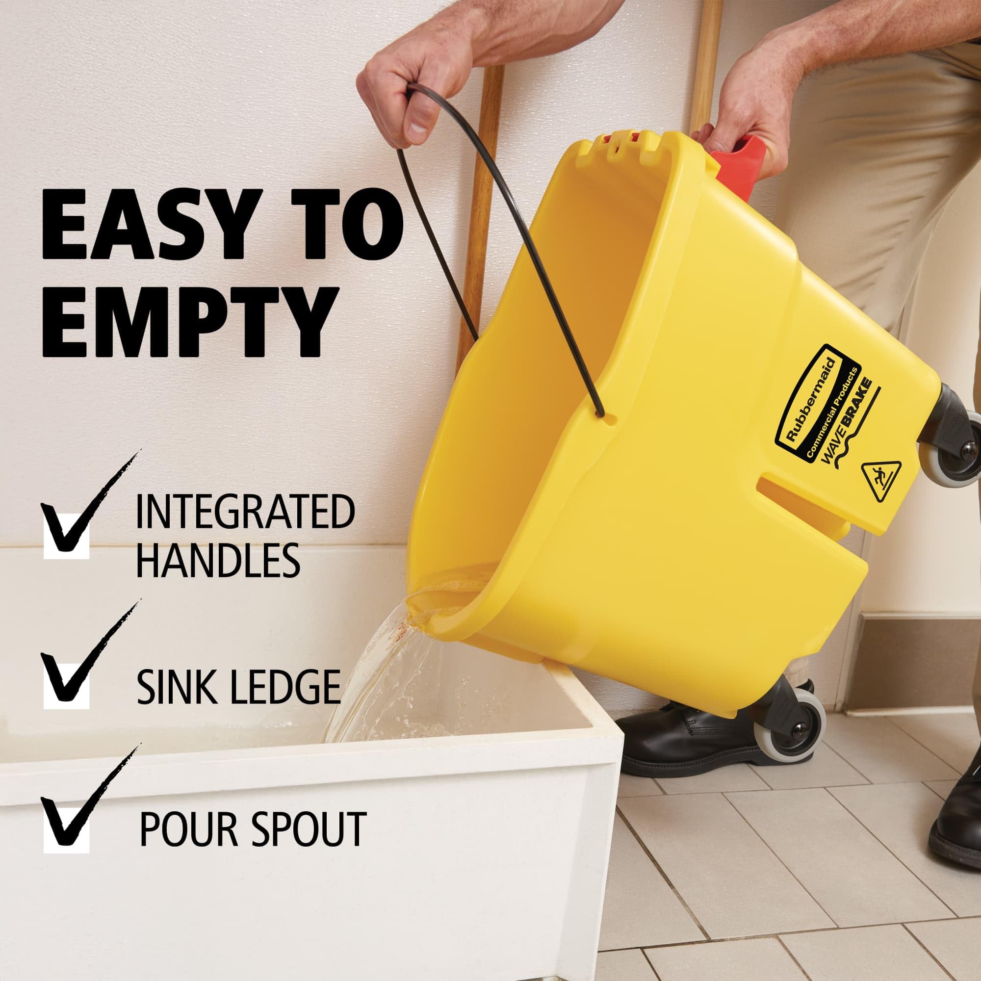 Rubbermaid Commercial Products Commercial Products FG757788YEL Système de Lavage Hautes Performances avec Combo de Presse 33,12 L Wavebrake, Jaune