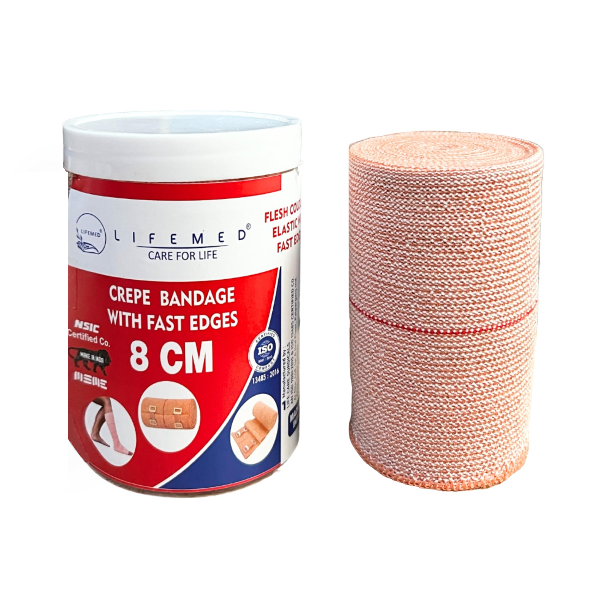 LIFEMED Premium Crepe Bandage 8cm x 4mtr Crepe Bandage | Soft Garam Patti for Pain Relief: Ideal for Hand, Leg, Wrist, Knee, Ankle, Thigh Injuries & Muscle Compression (Pack of 1)