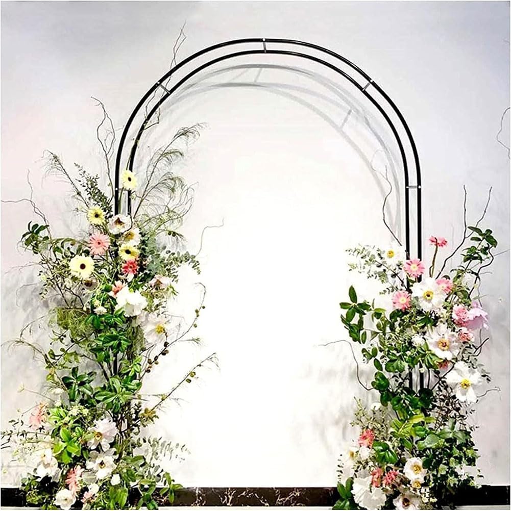 Black Garden Arbor for Various Climbing Plants Metal Arch with Bases Wedding Arch Extra Tall Pergola Trellis Grape Vines Archway,Black,W3.5M*H2.2M