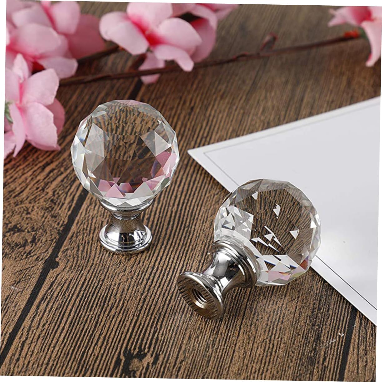 POPETPOP 2pcs Crystal Lampshade Holder Knob Easy Install Silver Finial Lampshade Cap for Decorative Lighting