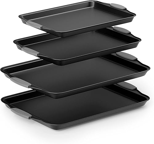 Miniatura 9 de Country Kitchen Juego de 10 bandejas apilables antiadherentes para hornear, sin PFOA, PFOS, PTFE con revestimiento antiadherente, apto para horno de