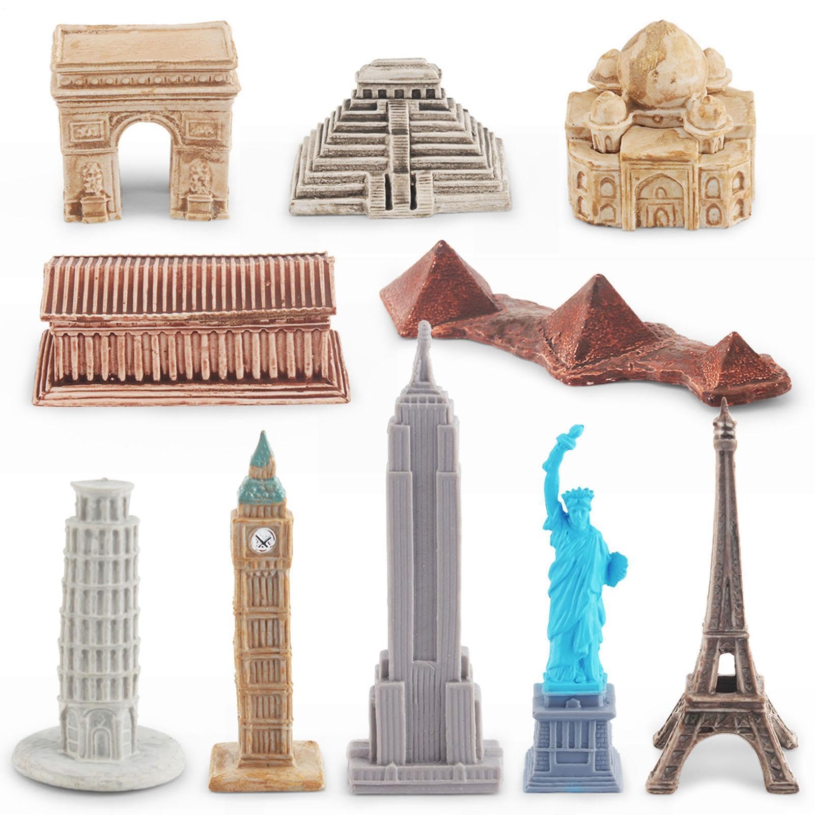 World Famous Building Statues Set - 10 Piece Architecture Figurines, Global Landmark Miniatures, City Skyline Models, Decorative Collectibles | State Big Ben Arc Display Set