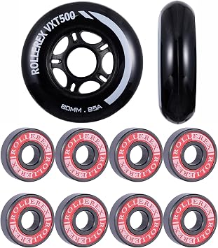 Rollerex VXT500 RipStik Wheels Multiple Color Options Available 2-Pack Steel Black 80mm 8-Pack Rollerex Apollo 608-2RS Skate Bearings