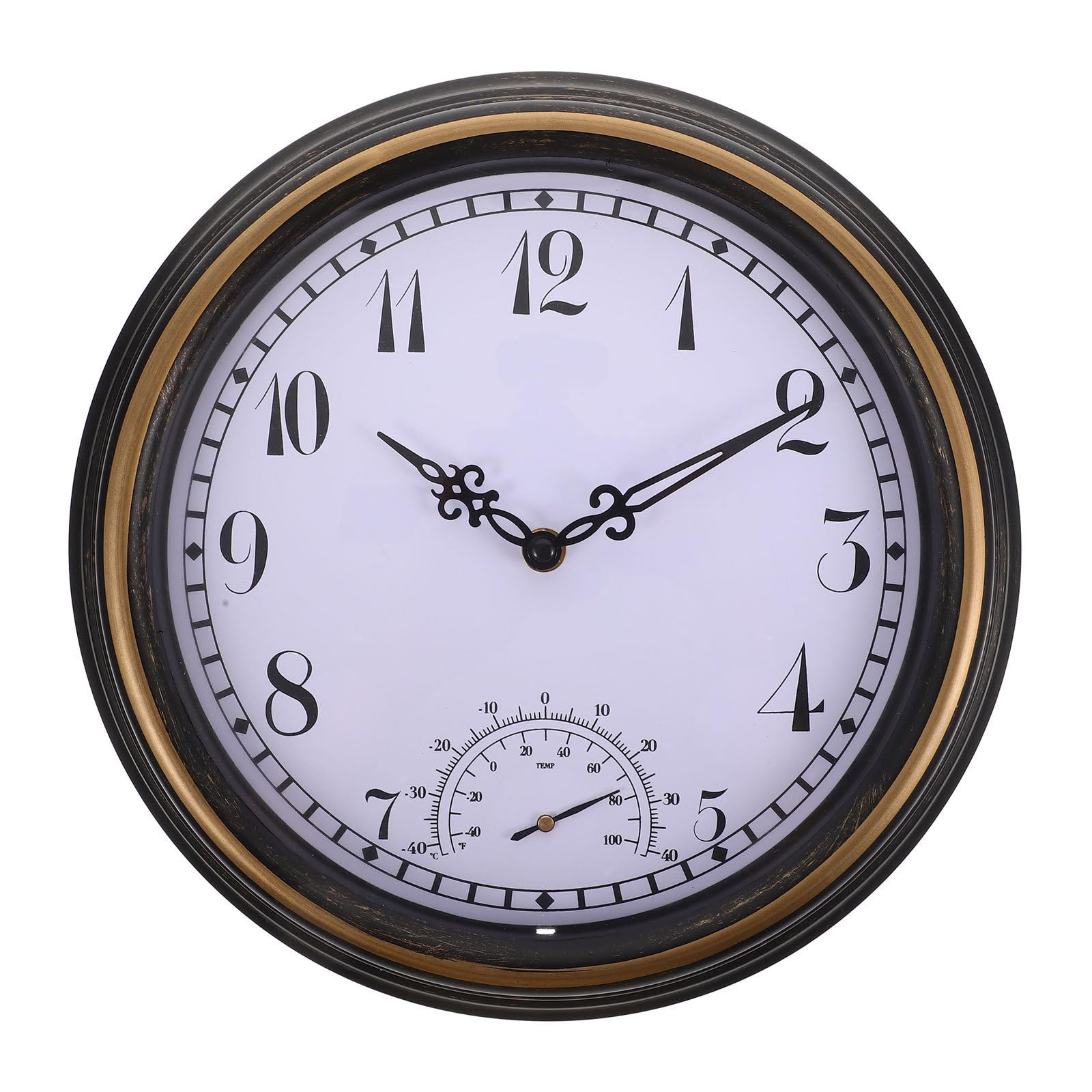 Cabilock Reloj de Pared Colgante para Dormitorio con Termómetro Exterior, Diseño Creativo y Material Plástico para Sala y Habitación