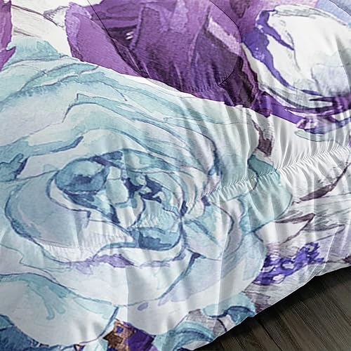 Miniatura 4 de Juego de edredón de 3 piezas con diseño de caballo y girasol, diseño retro de mariposa rosa, para niños y niñas, adultos, 1 edredón + 2 fundas de