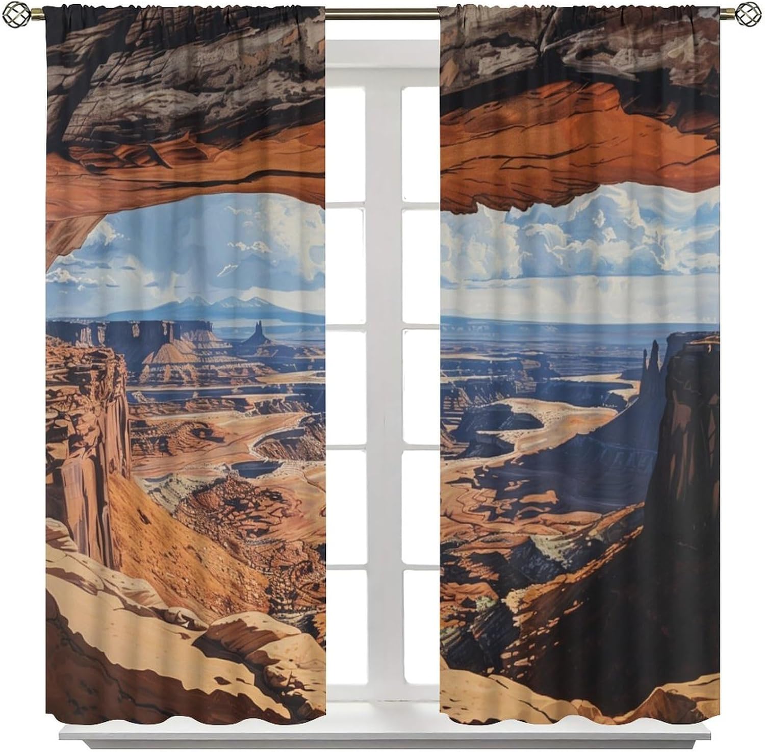Tropical Desert Blackout Curtains for Bedroom/Living Room, Western Mountain Natural Scenery Thermal Insulated Curtains Rod Pocket Window Drapes, 2 Panels/Each 21" W x 45" L