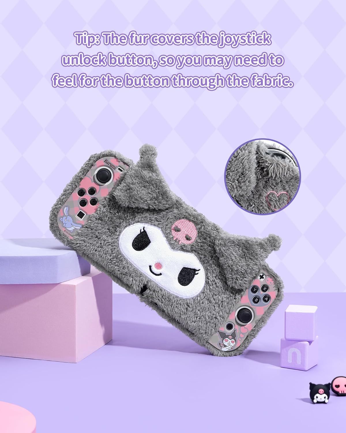 Kuitmor Plush Protective Case for Switch OLED, PC Hard Protective Shell Cover, Anti-Scratch and Shock-Absorption Switch OLED Cover with Stand - Image 5