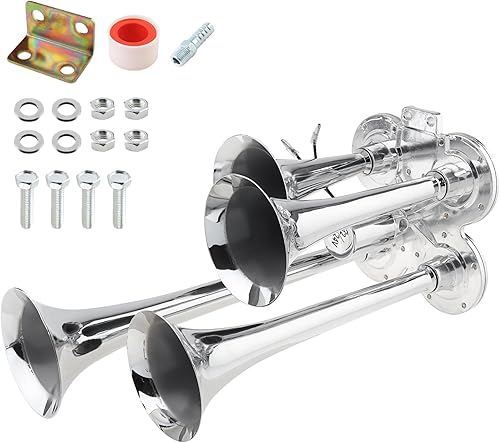 Bocina de aire de cuatro trompetas súper ruidosa de 12 V/24 V 150 dB para coche, vehículo, camión, tren, barco