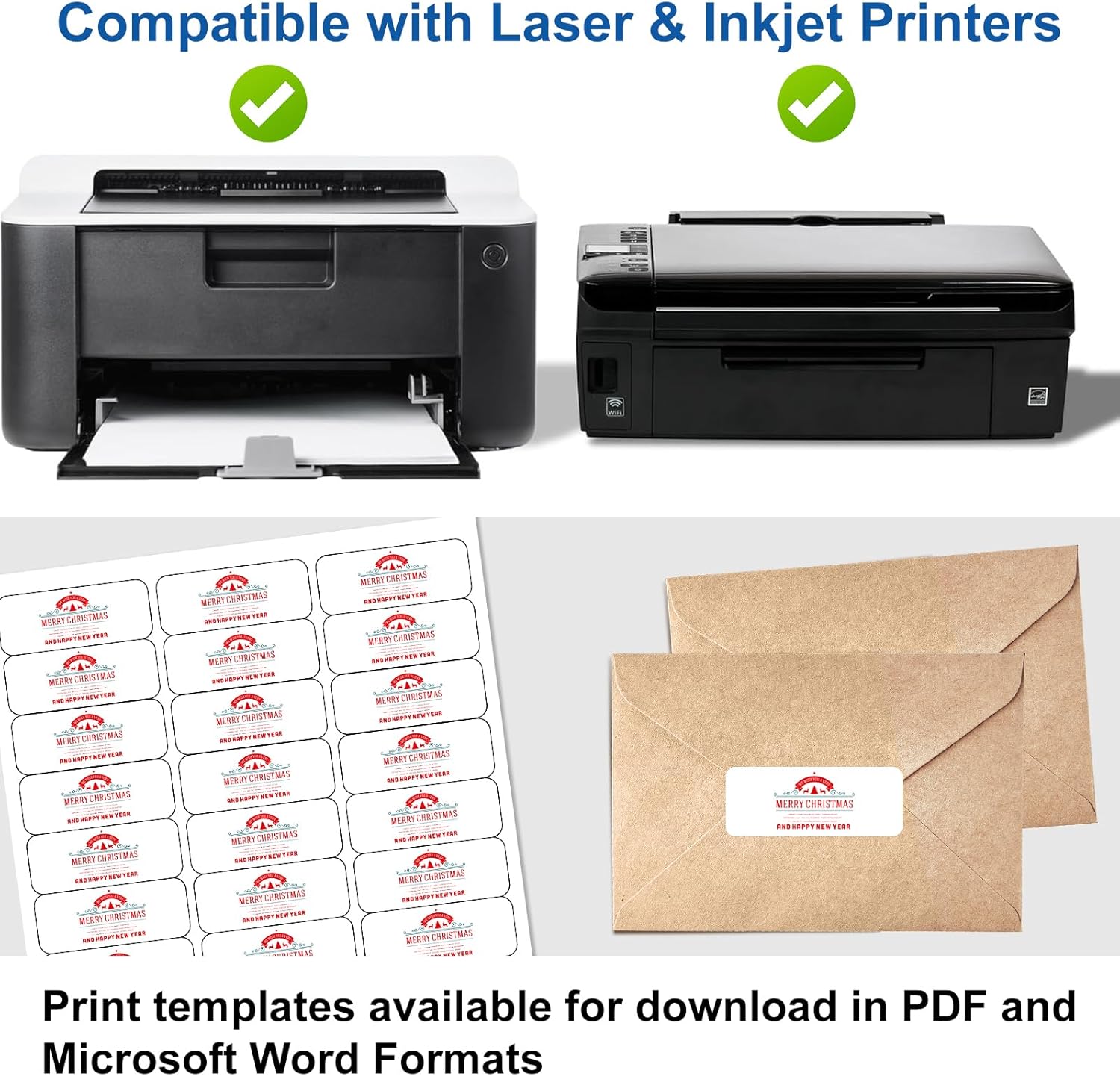 [500 Sheets] 1” X 2-5/8” Printable Address Labels 15000 Mailing Label for Envelopes 30-up Labels White, 5160 8160 Label Sheet for Laser Inkjet Printer