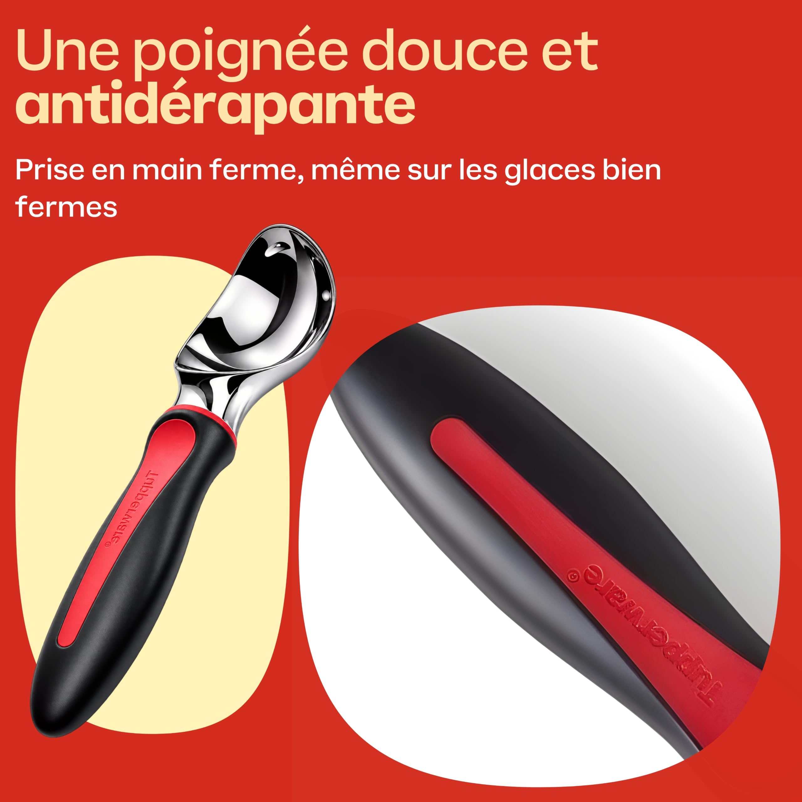 Tupperware Cuiller à Glace Boules Parfaites - Servir Sorbets Gelatos Desserts Glacés - Acier Inoxydable Revêtement Anti-Rouille - 20 cm - Cuisine Pratique Qualité Professionnelle Lavage Main