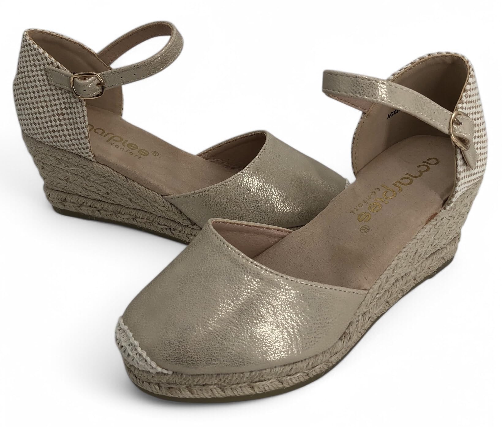 Sandalia Valenciana Mujer - Alpargata Valenciana Cuero Sintético y Cuña de Yute - Sandalia Cierre Hebilla y Puntera Reforzada – Cómodas y Elegantes para Todos los Días