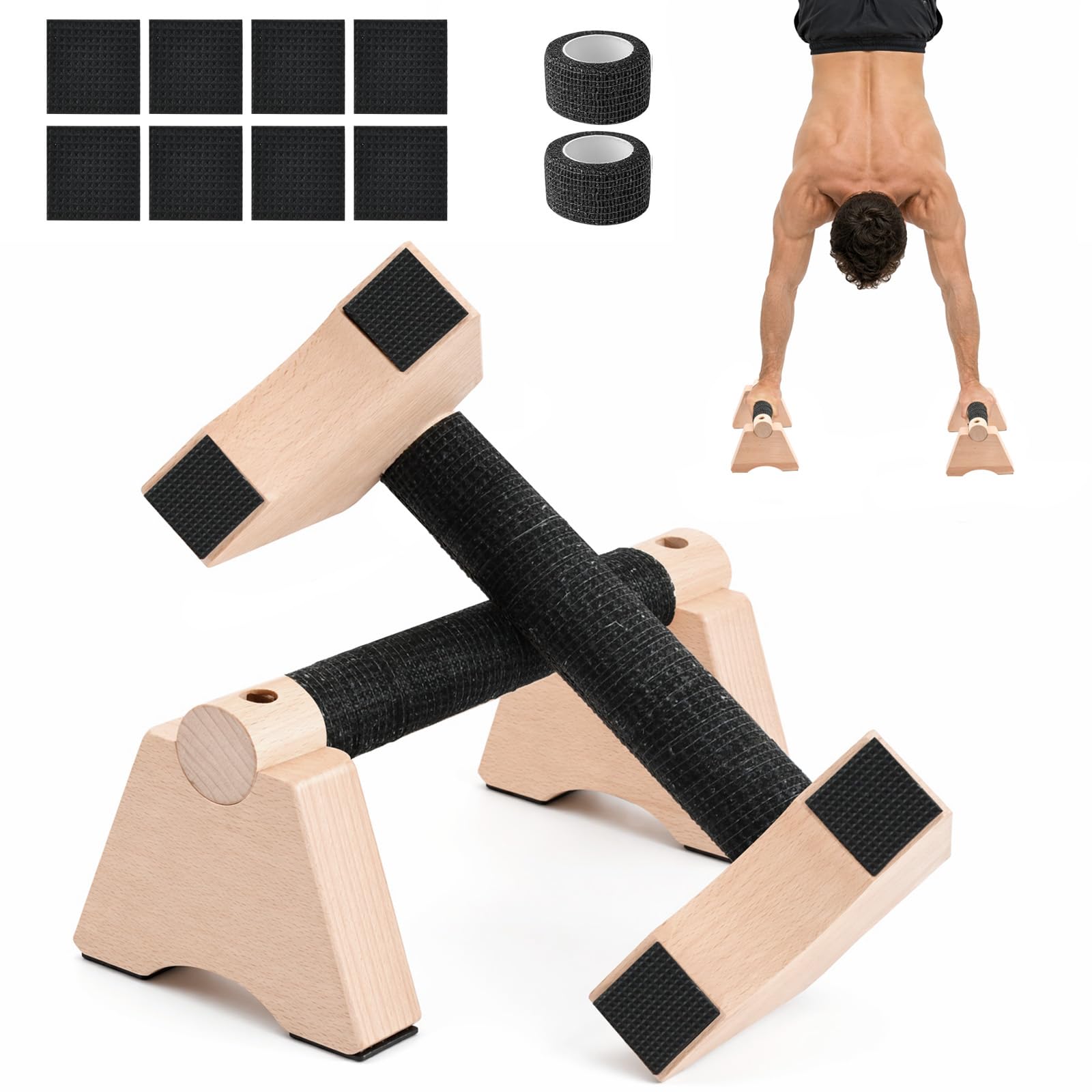 Dokpav 2 Pcs Parallele Calisthenics incluso Nastro antiscivolo, 25cm | Maniglie Flessioni, Push Up Bar, Barra per Flessioni, Push Up Parallettes, Parallele Basse, per Ginnastica Fitness Yoga