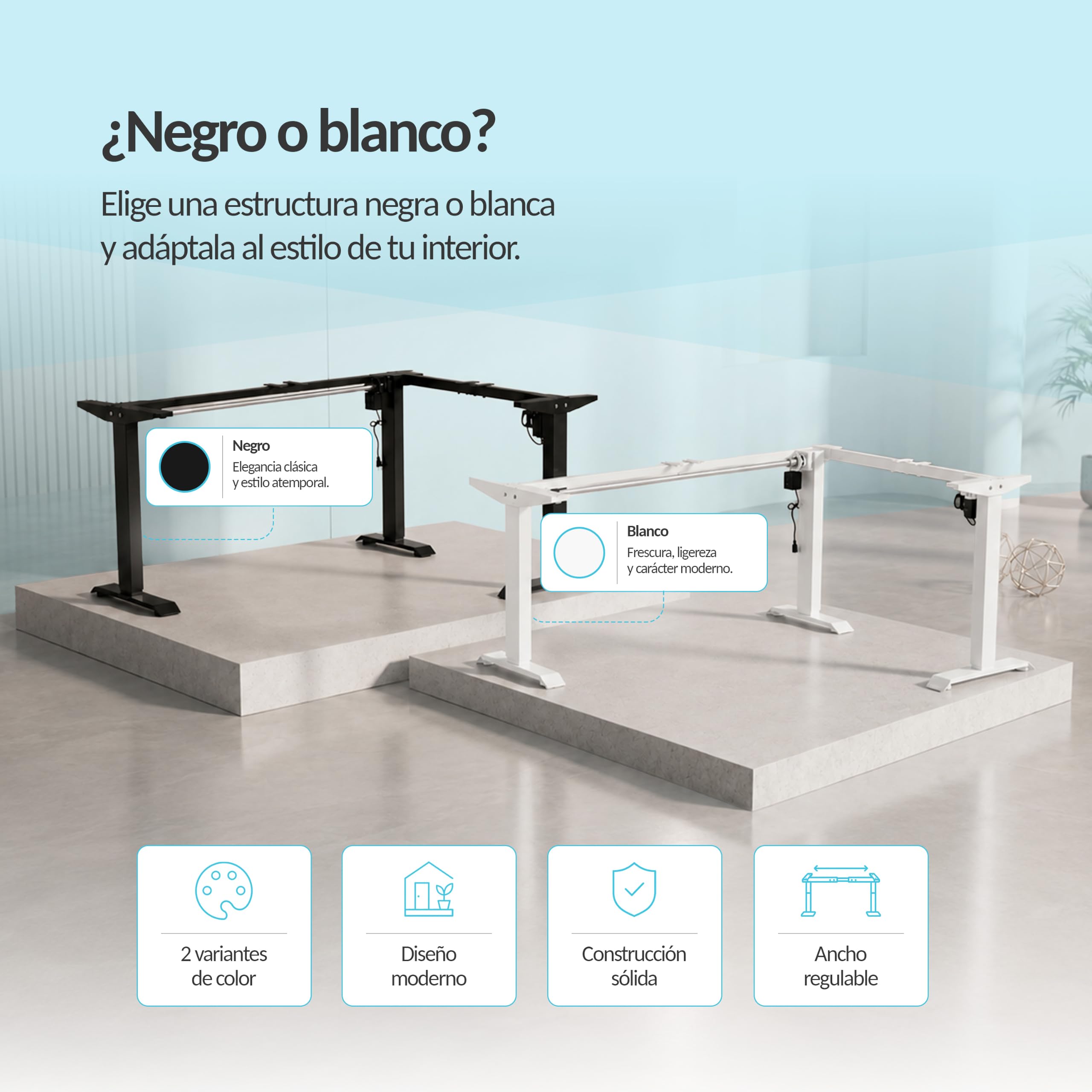 POKAR Estructura para Escritorio Elevable en L Eléctrica | Ángulo Regulable de 0 a 90°, Altura 70 a 118 cm | Panel de Memoria con USB-C y USB-A | Base para Mesa Elevable Sentado y de Pie | Blanco