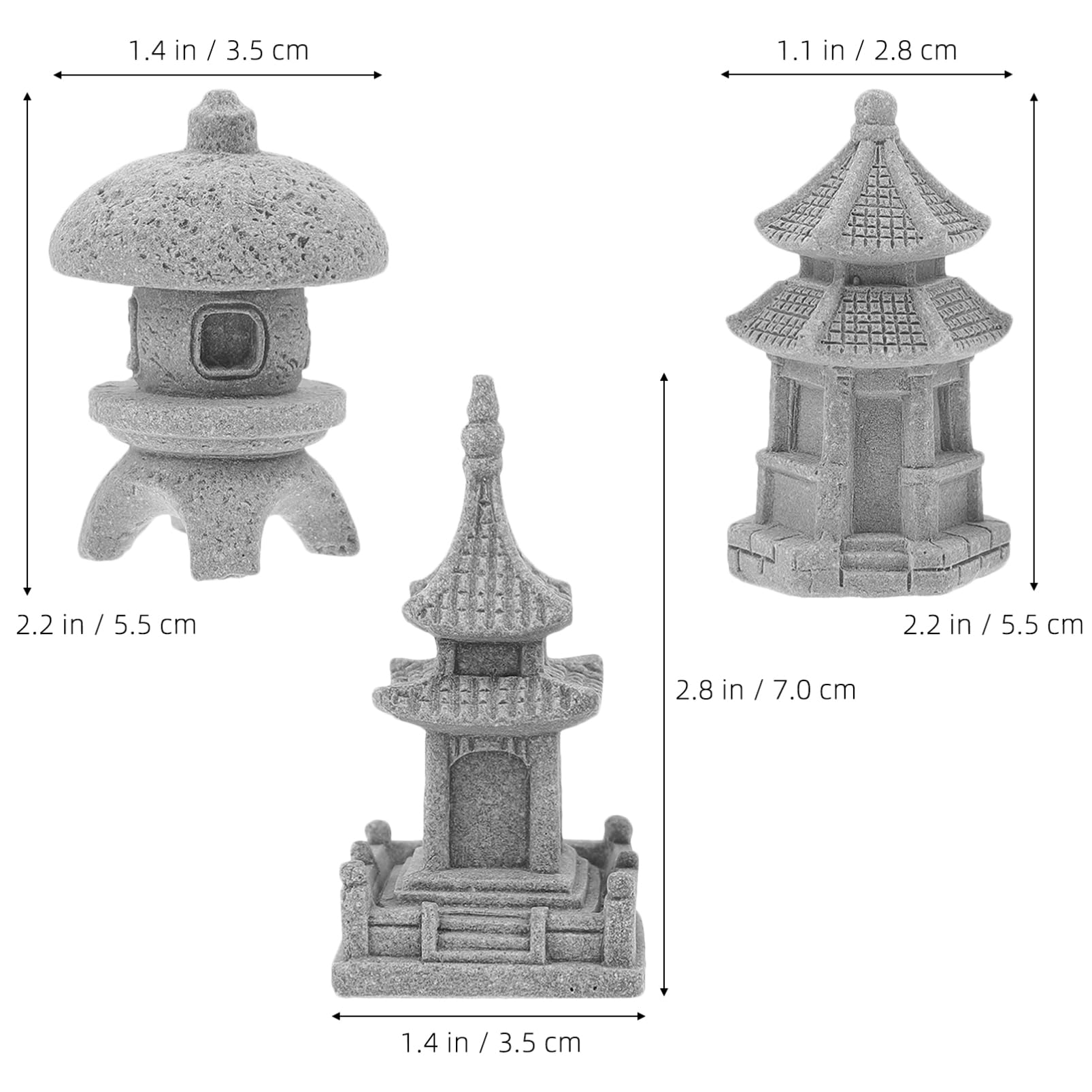 BESTonZON 3 Sätze Teiliges Pavillon Miniatur Statue Für Bonsai Und Garten Dekoration Langlebig Für Balkon Und Terrasse Geeignet 3 Stück * 3