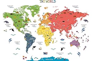 HomeEvolution Kids Educational World Map Wall Decals