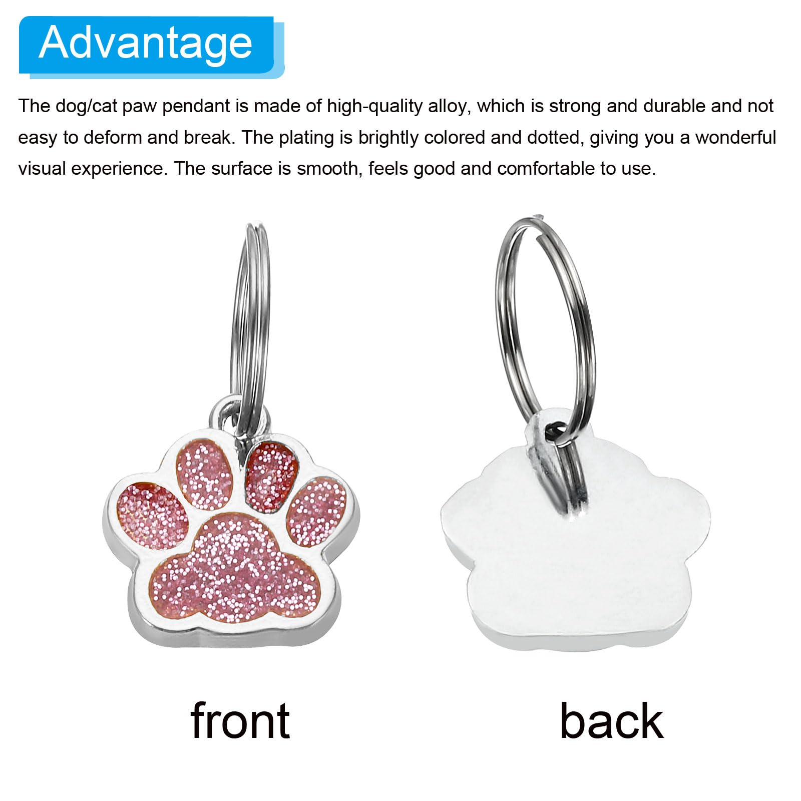 PATIKIL Animal Dog Cat Paw Print Pendants, 6 Pcs Crystal Footprint Dog Cat Paw Prints Pendants for DIY Necklace Bracelet Enamel Jewelry Making, Pink - Image 4