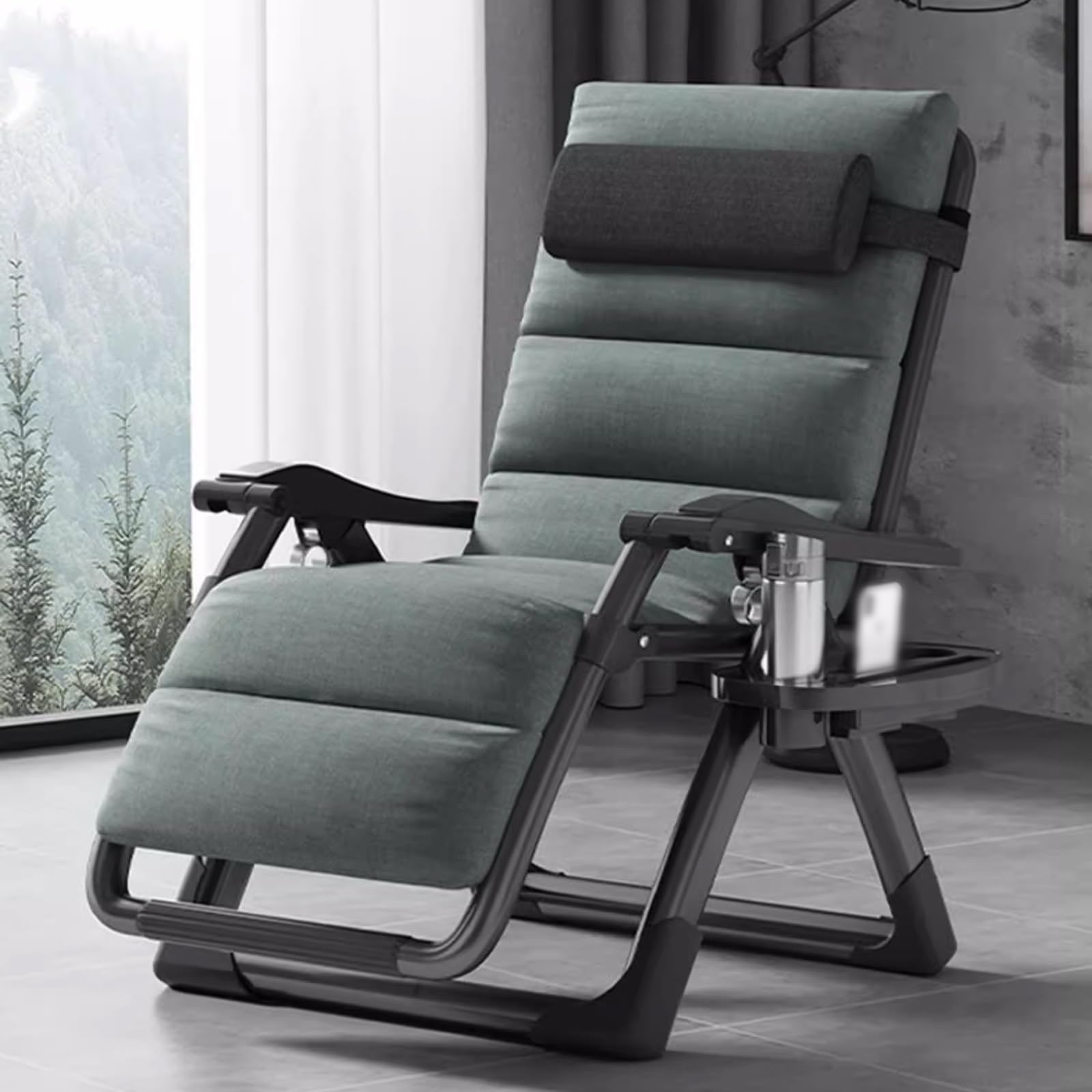 Chaise longue pliante jardin avec coussin respirant et dossier réglable