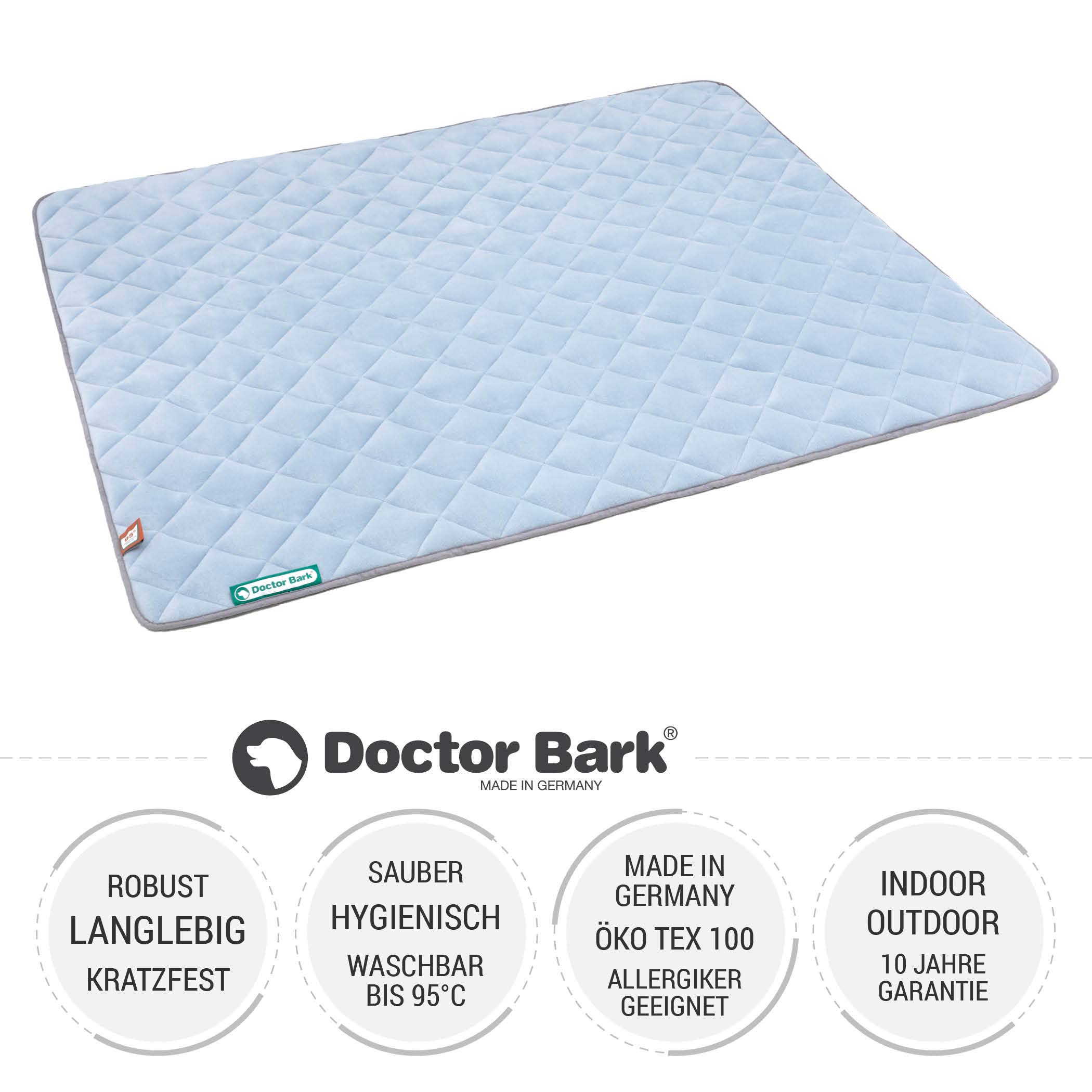 Doctor Bark Manta para perros de forro polar, reversible, mullida, robusta y mullida, para perros muy grandes, lavable hasta 95 °C (azul cielo/gris claro, XXL – 140 x 110 cm)