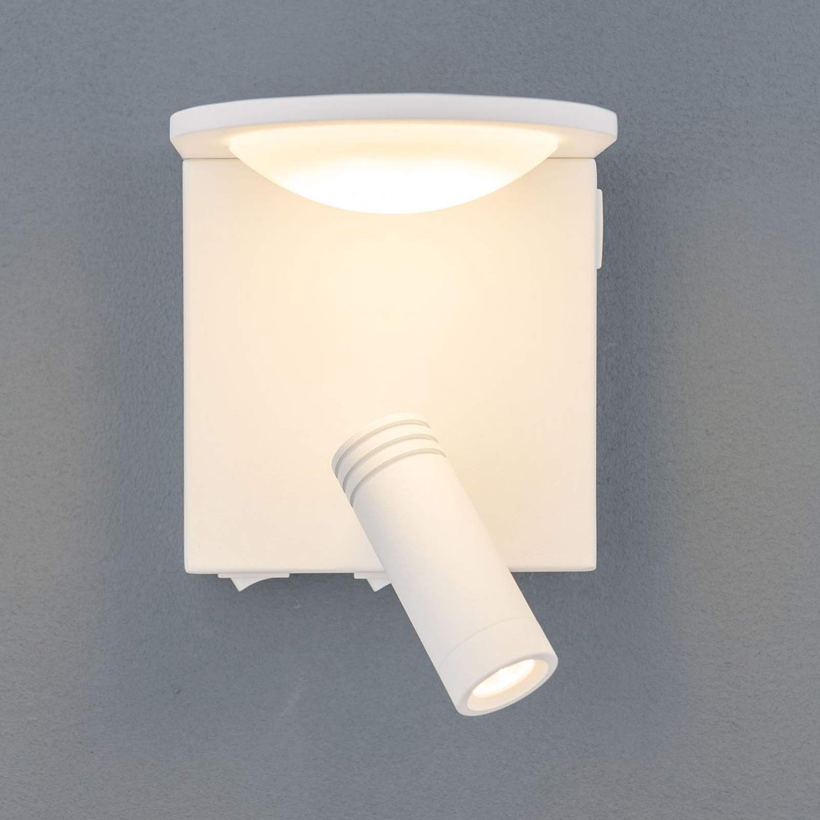 Lámpara de pared Lámpara de pared con estante, Lámpara de cama con USB, con foco de lectura ajustable, Foco de pared ajustable con interruptor, Lámpara de lectura de cabecera LED, 3W + 5W, Blanco