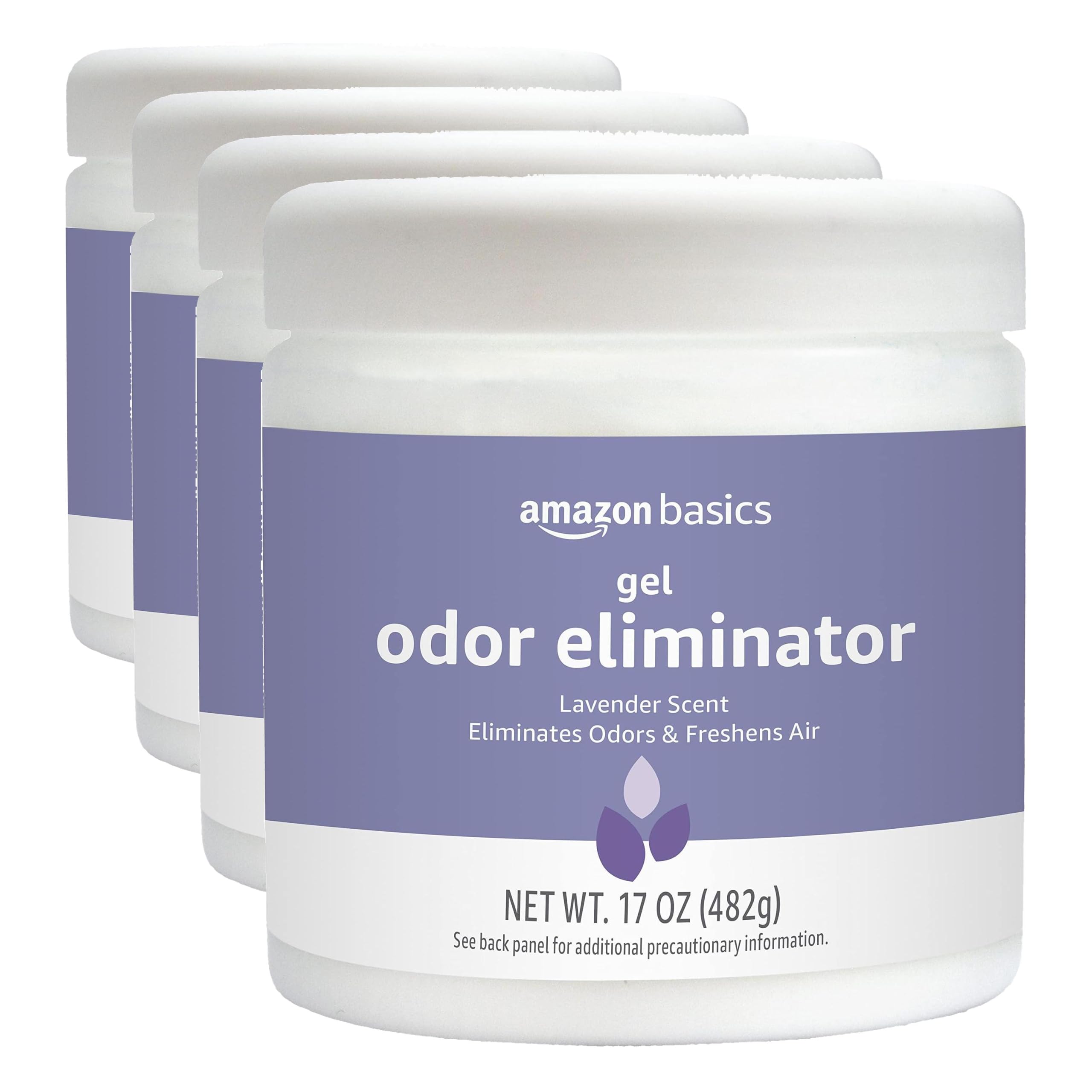 Amazon Basics Gel Odor Eliminator, Activated Charcoal, Lavender Scent, 17 Oz, 4-Pack Lavender 17 Ounce (Pack of 4)