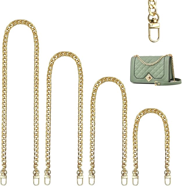 Purse Chain Straps, Handbag Chain with Buckles, Handbag Chain Strap Purse Straps Shoulder Replacement Chain, for Women Girls DIY Wallet Handbag Crossbody Bag Crafts(30cm/60cm/100cm/120cm) (Gold)