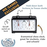 Vista 3 de WE Games Analog Chess Clock Timer with Quartz Precision Technology, Game Timer Clock for Blitz Chess and Bullet Chess, Chess Timer Clock Official