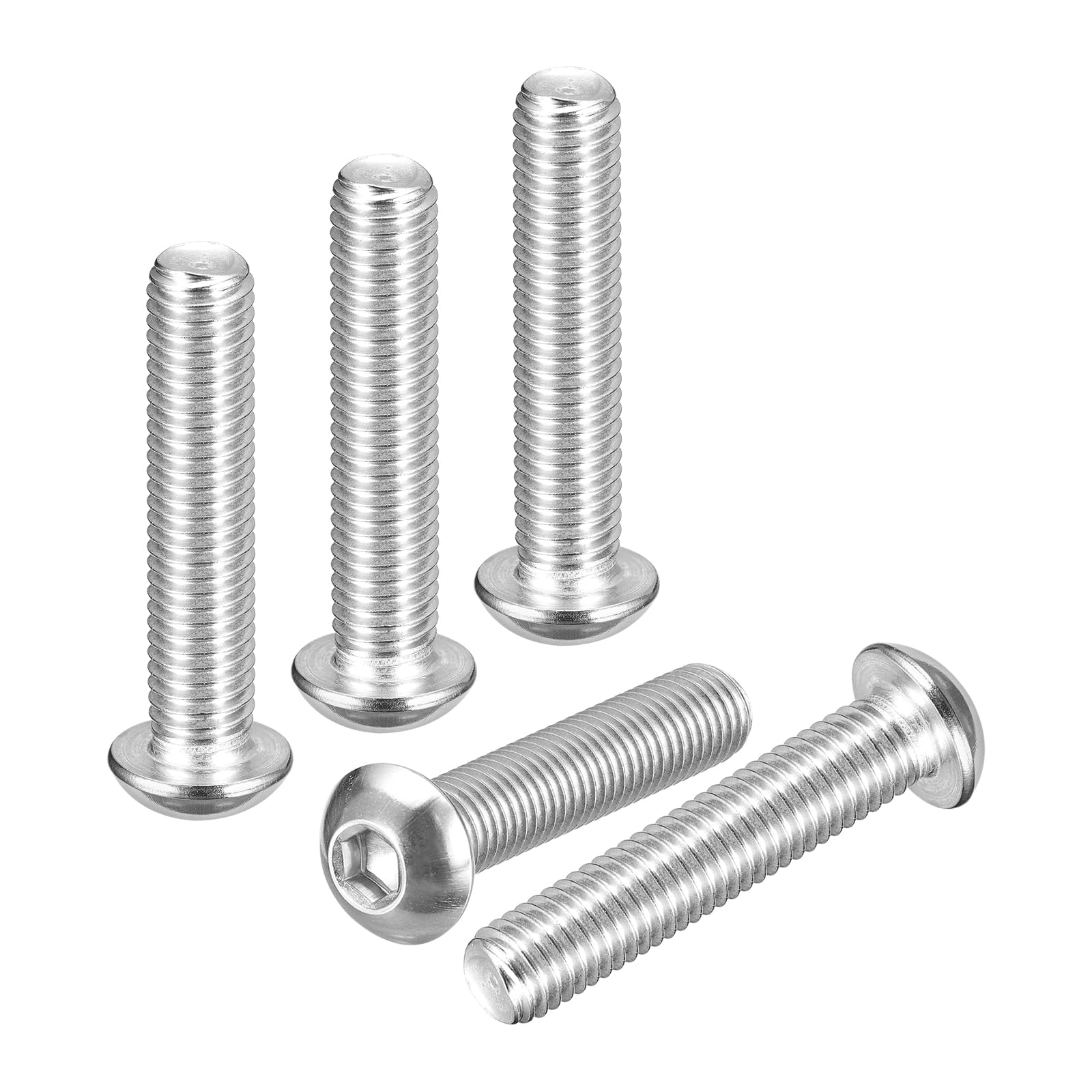 DTGN M10-1.5x50mm Button Head Socket Cap Screws - 6Pack - Good for Road Bicycle, Mountain Bike, Auto, Motorcycle - 304 Stainless Steel Whitewashed - Hex Socket Drive Fasteners โ image 1