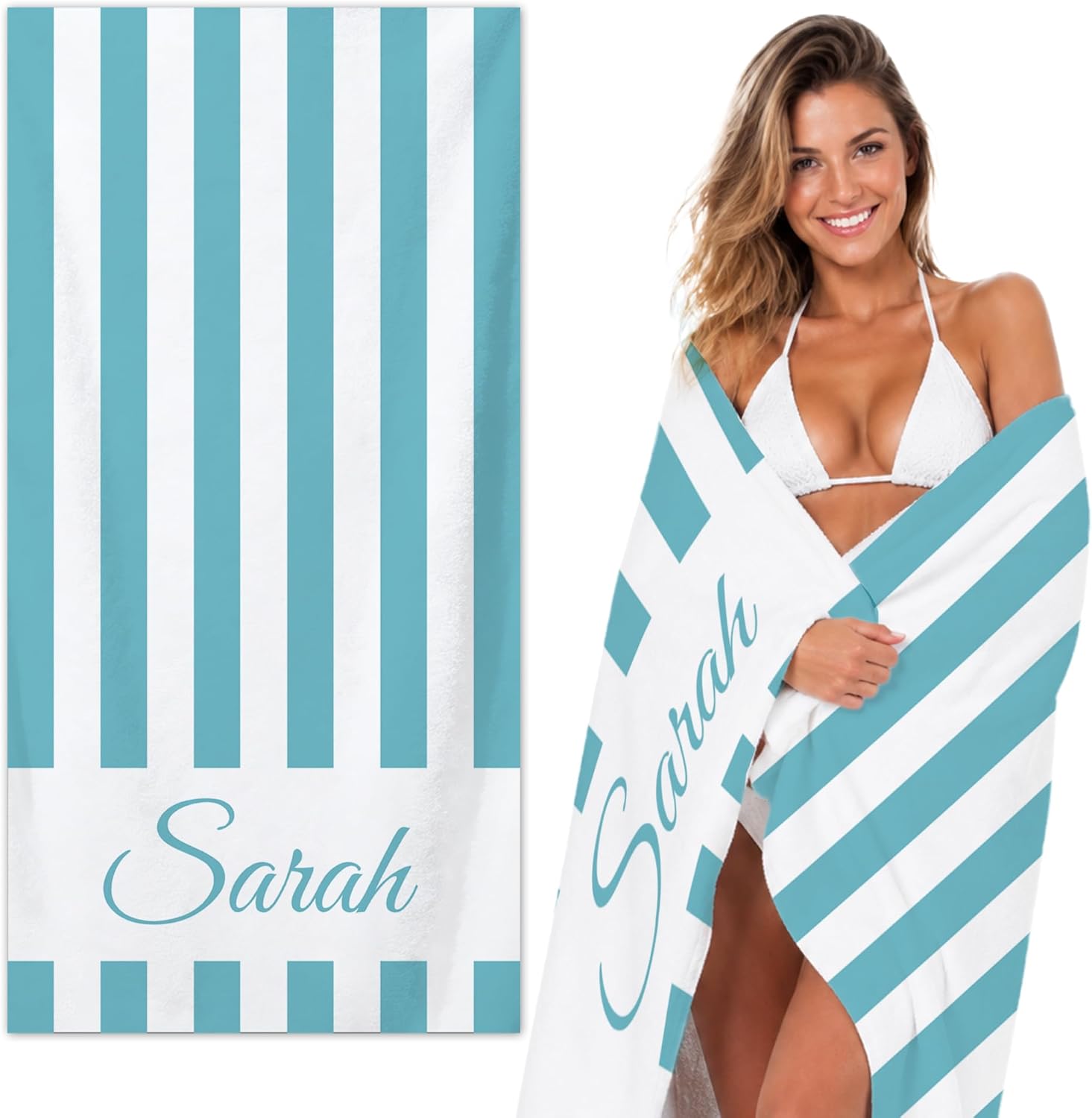 Personalized Beach Towels with Name, Custom Beach Towel for Kids and Adults in Various Trendy Designs, Quick Dry Microfiber Sand Free Oversized Towels for Pool Travel Vacation, Graduation Gifts Class.
