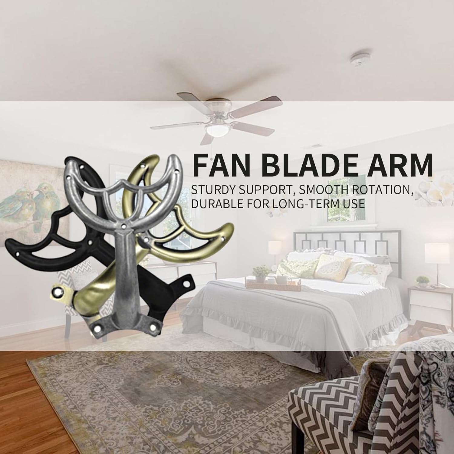 3 Pack Ceiling Fan Blade Arms Replacement Kit for House 42-inch Fans, Blade Balancing Kit for Replacing The Worn Fan Blades, Heavy-Duty Mounting Brackets (Olive bronze)