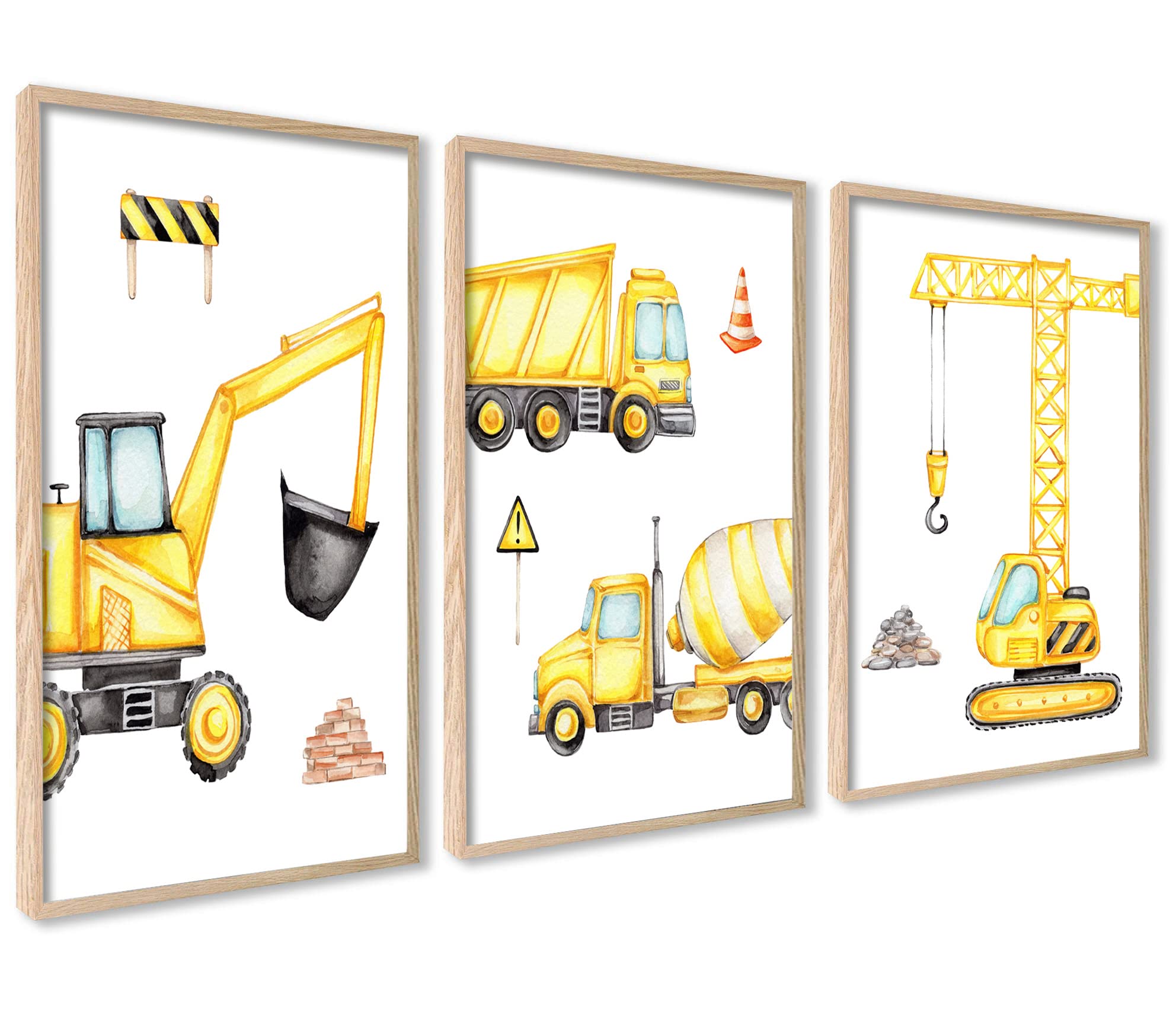 KB04 Set 3 Poster Con Cornice In Legno Per Cameretta – Formato A4 30x21 Cm – Pronti Da Appendere