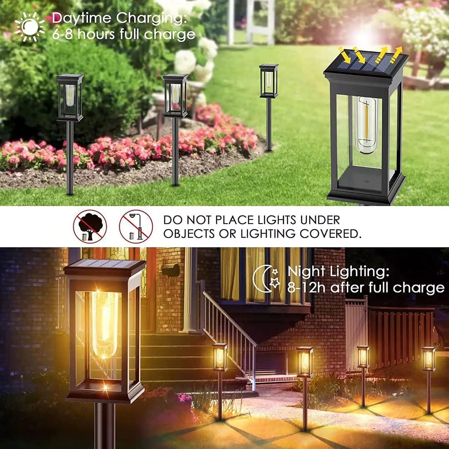 Solarlampen für Außen Garten, 12 Stück Solarleuchten für Außen, 3000K Solar Gartenleuchten für Außen，Wasserdichte Solarleuchten Garten, Auto Ein/Aus Solar für Den Garten Hof Rasen Gehweg Dekor