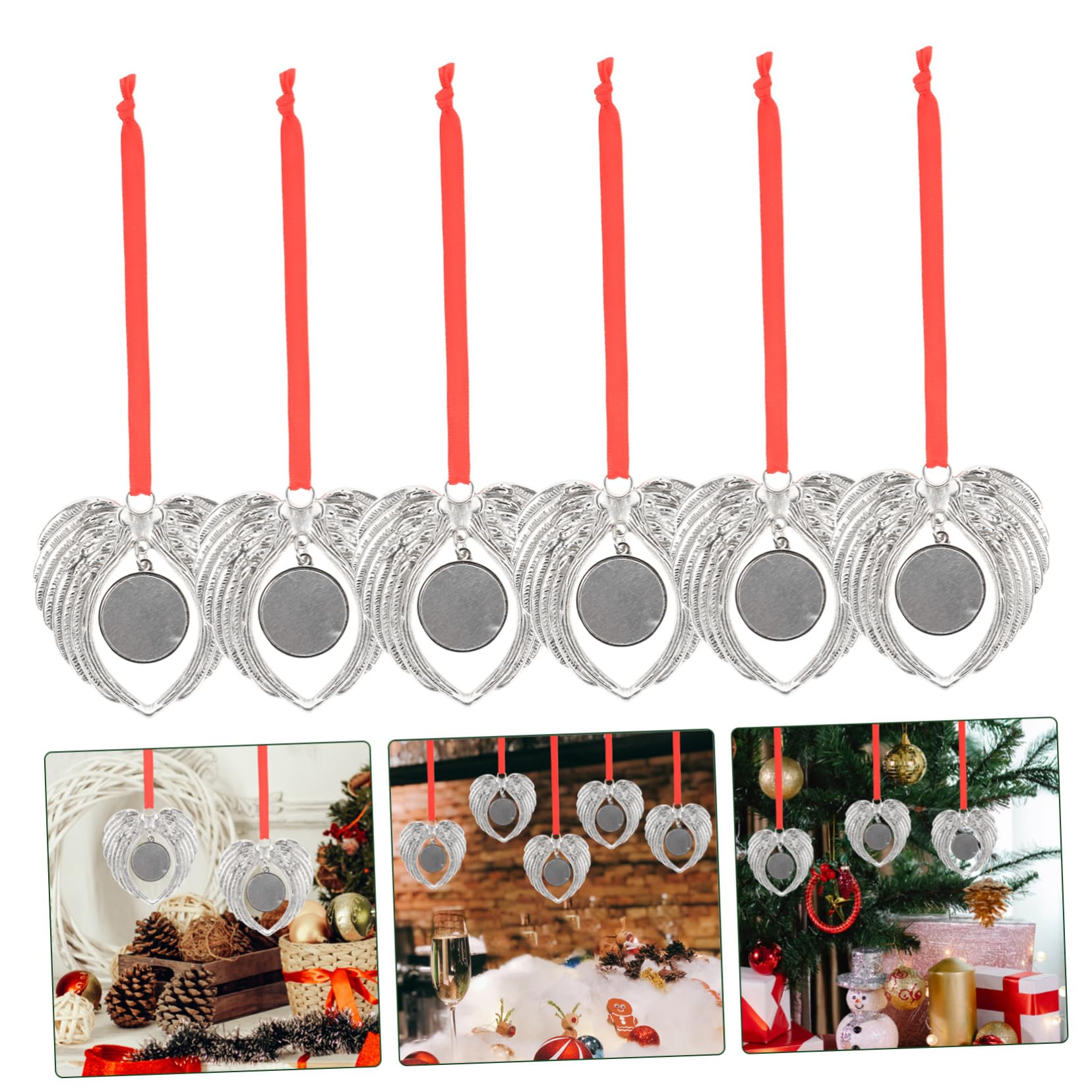 TOPBATHY 30 STK Engelsflügel Anhänger Weihnachtsfensteranhänger Urlaubsparty Liefert Gunst Weihnachtsbaumschmuck Zum Aufhängen Sublimation Personalisierter Anhänger Zinklegierung