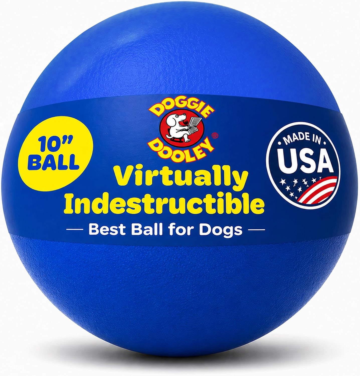 Doggie Dooley Virtually Indestructible Dog Ball - 10 Inch, Blue