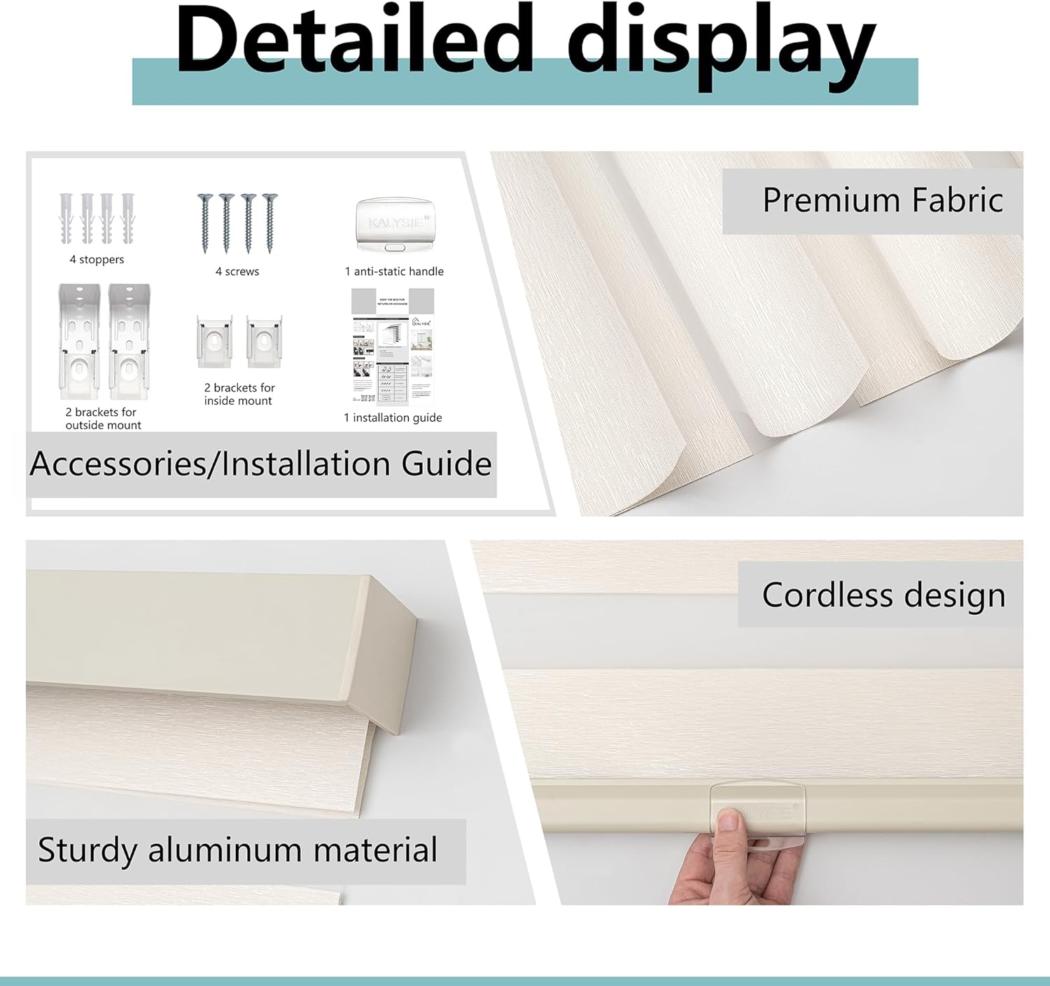 Cordless Zebra Blinds for Windows, Free-Stop Pull Down Roller Window Shades with Valance, Light Filtering Dual Layers Sheer Shades for Home and Office, Beige, 30" W x 72" H