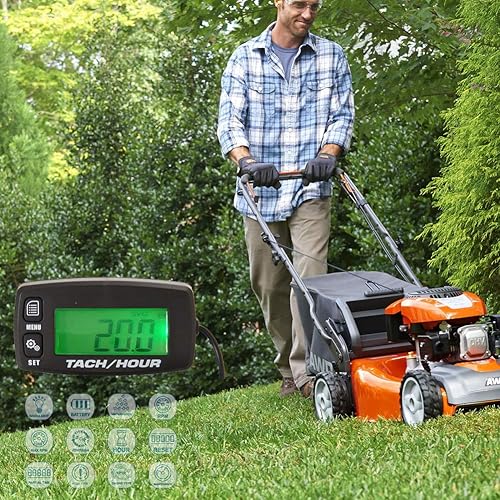 Miniatura 5 de Tacómetro de motor pequeño, medición de RPM, medidor digital de horas, para barco, motocicleta, motosierra, motocicleta, motocross, quitanieves,