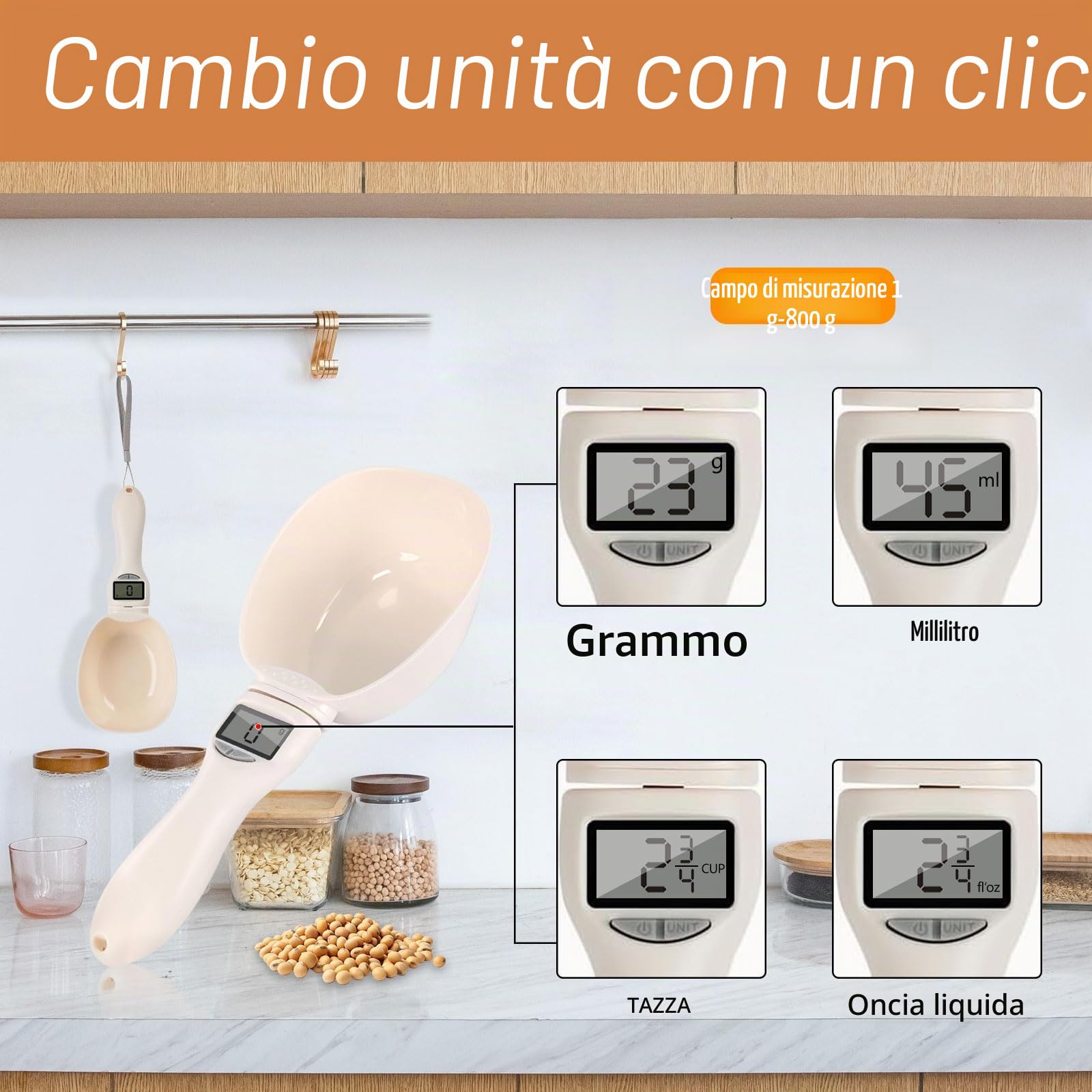 Cucchiaio Bilancia per Cibo per Cane Gatto,Cucchiaio Digitale con Display LCD,cucchiaio del cibo per cani elettronico portatile della paletta dell'alimento per animali domestici(Porta 1 corda appesa)