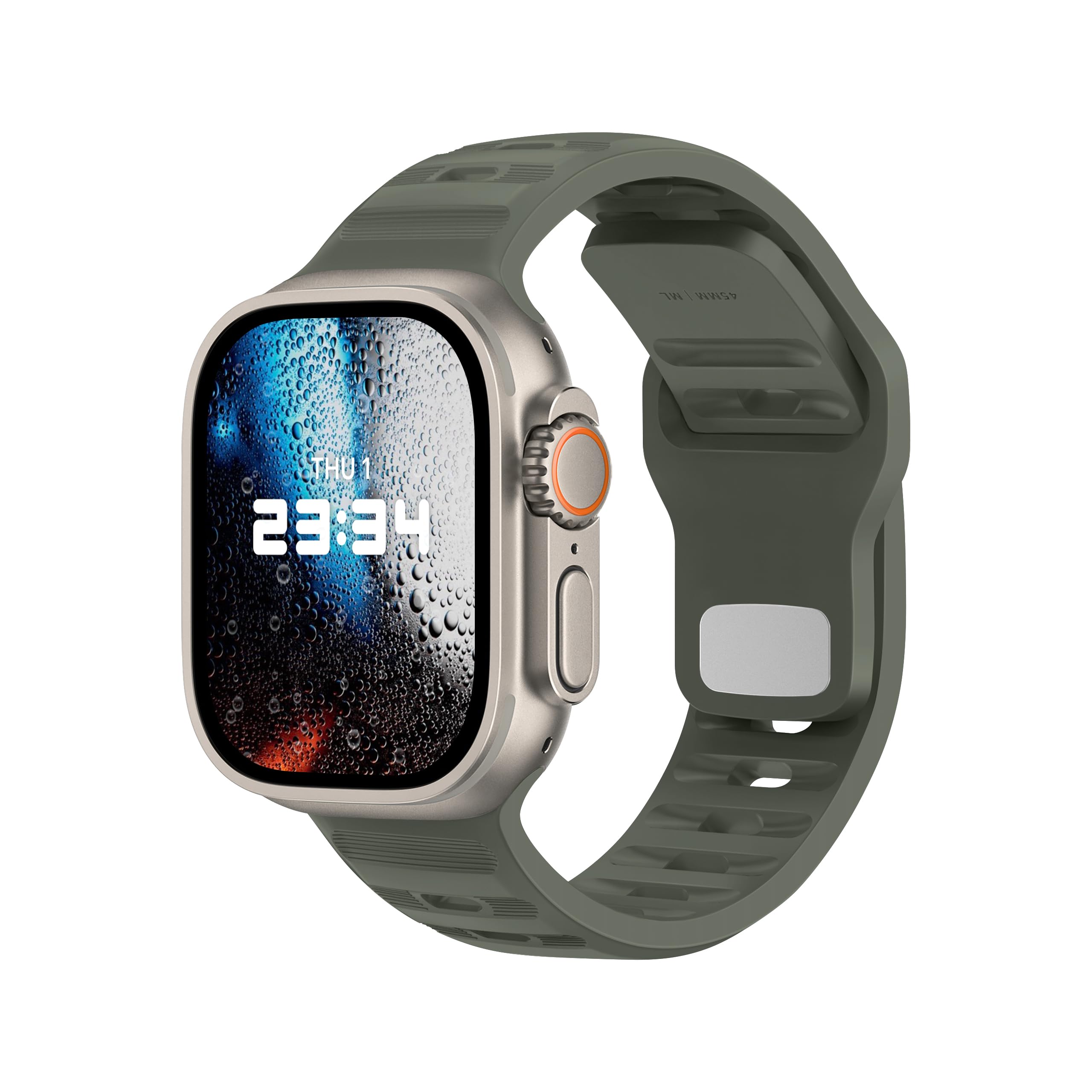 DONEGANI UC1 Cinturino per Apple Watch Ultra 2 49mm, Serie 10 46mm, 9 8 7 45mm 41mm, SE 6 5 4 44mm 40mm, 3 2 1 42mm 38mm Band Bracciale Sport Silicone, Verde Esercito
