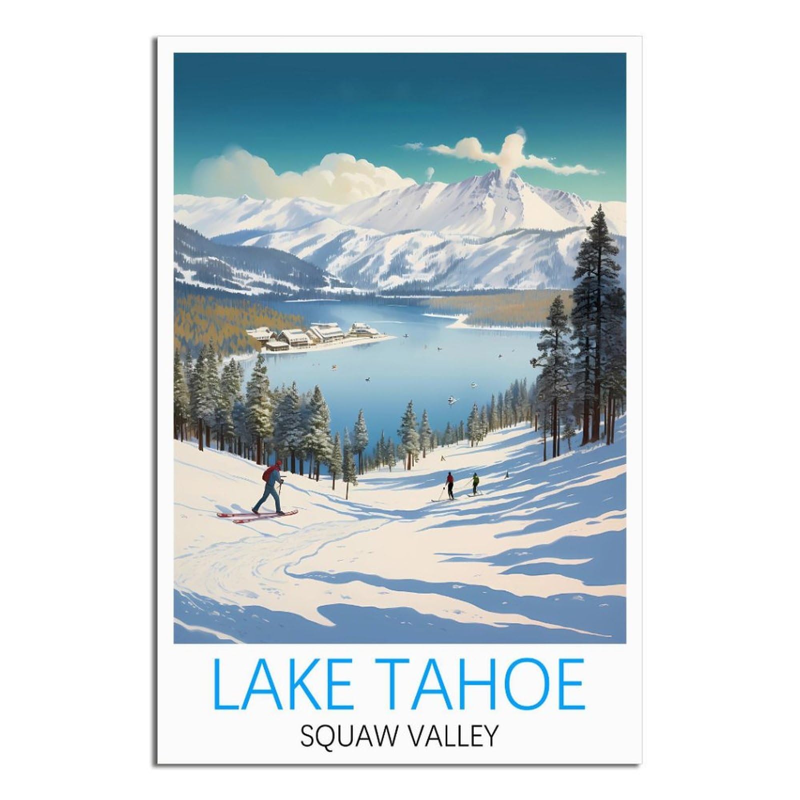 EZMLFA DIY 5D Diamond Painting Kits for Adults,Lake Tahoe Squaw Valley Ski DIY Diamond Art Kits Gem Painting Crafts for Home Wall Decor 40x50cm